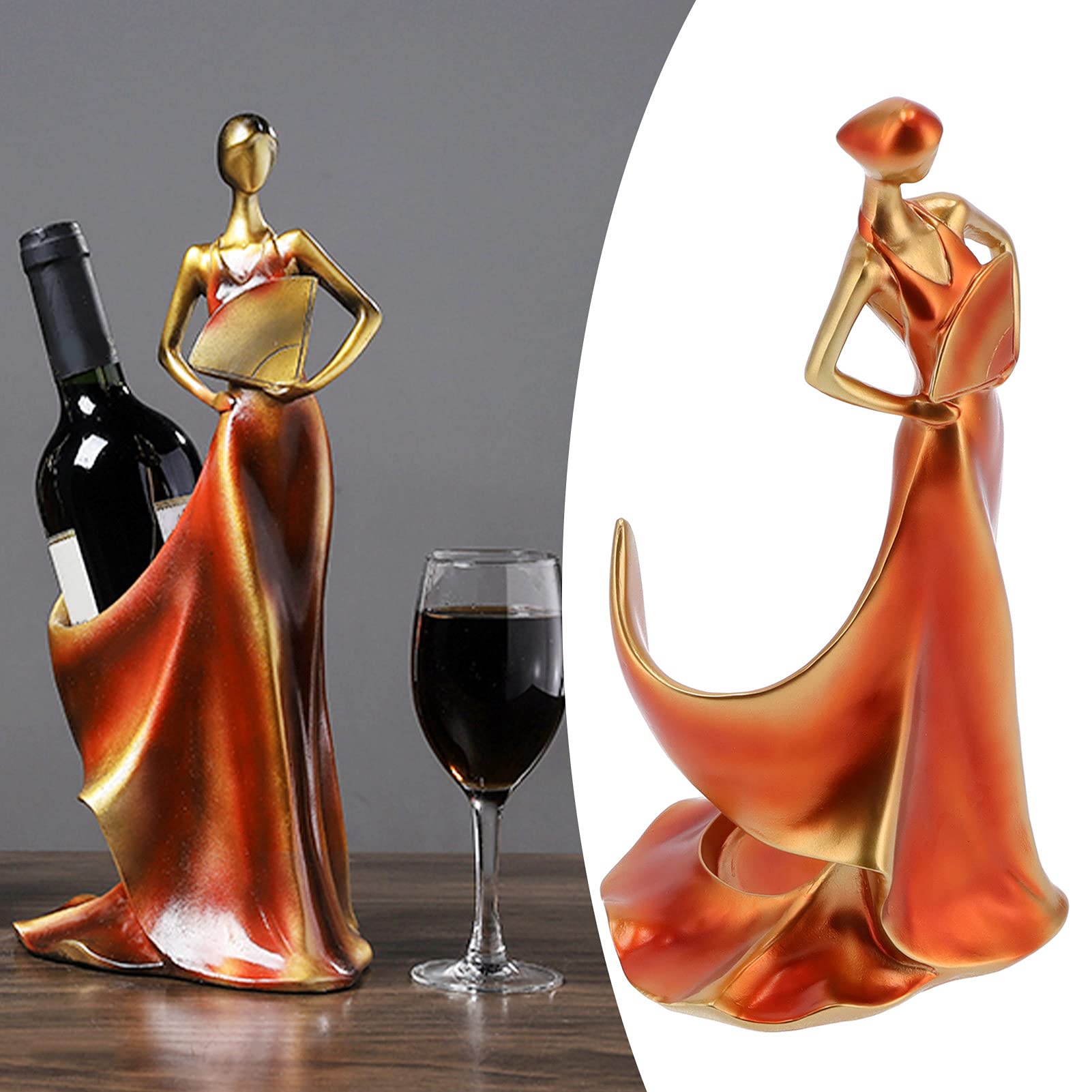 Porte-bouteille de vin de table élégant en forme de femme - Porte-bouteille décoratif pour cuisine, salon, salle à manger et bar - En résine