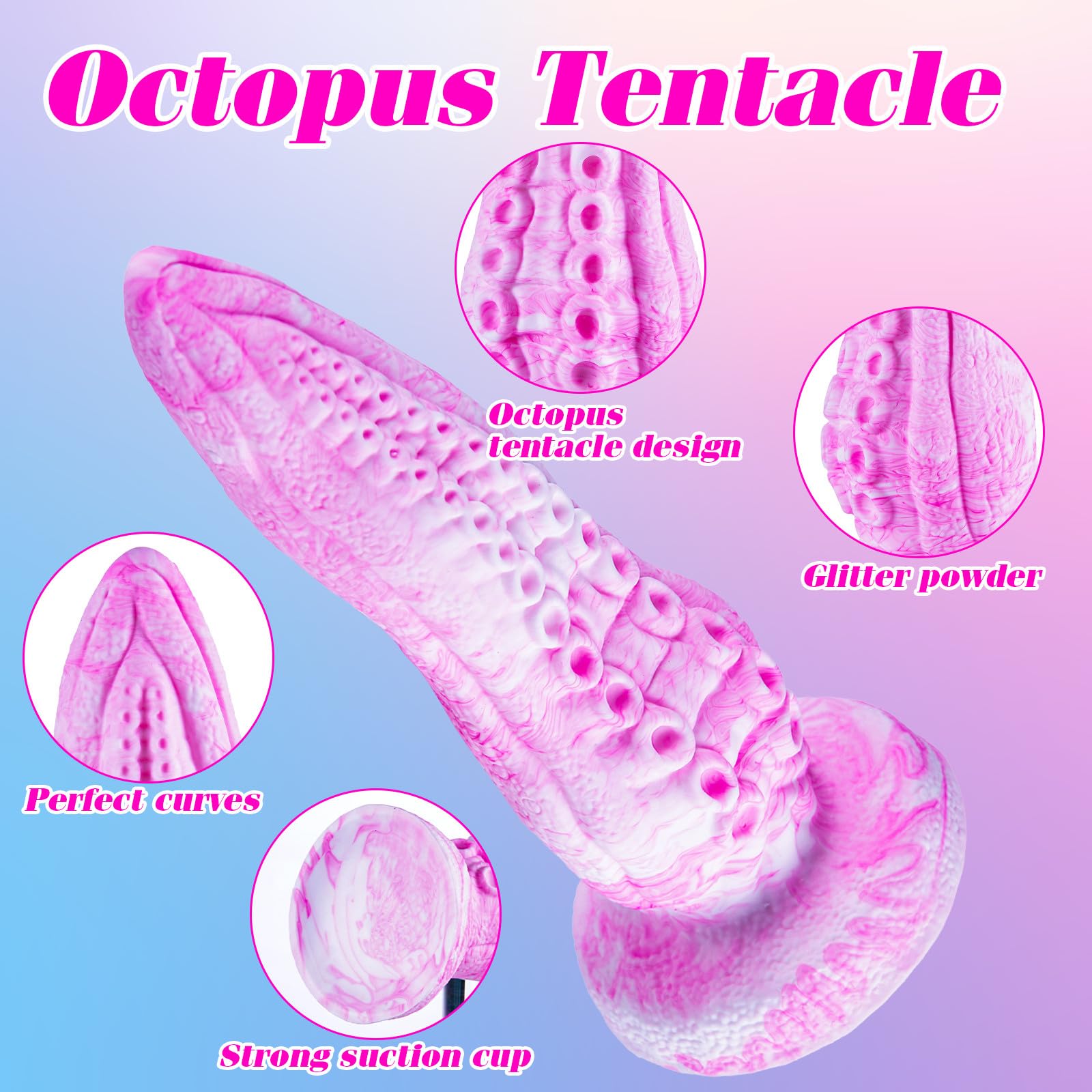 3 Pcs Tentacle Octopus Dildo Set (6” Small,7.6” Large,8.9” Huge), Silicone Realistic Thick Monster Suction Dildo Anal Training Set, Fantasy Animal Big Penis Anal Plug Sex Toys for Women Beginners Pink