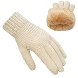 Winter Gloves for Women Chenille Touch Screen Thermal Fleece Knit Warm Elastic Gloves for Cold Weather