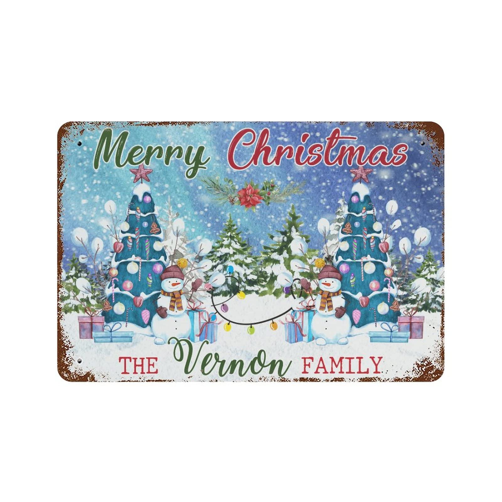 Plaque en métal sapin de Noël personnalisable pour créer une ambiance de café chaleureux