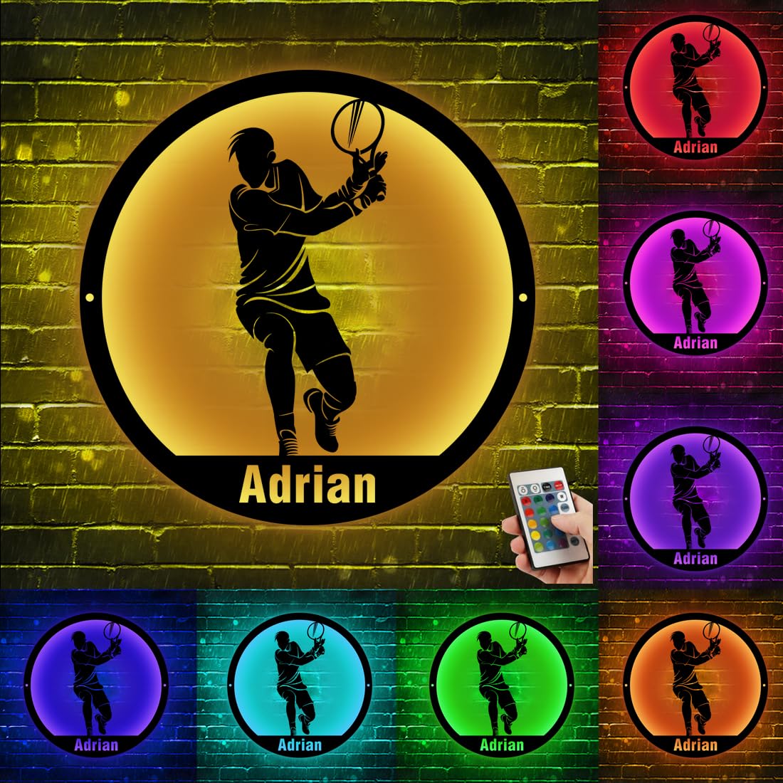 Collienght Custom Tennis Metal Wall Art Sign Light Personalized American Tennis Helmet Name Number Wall Sign LED Lamp Tennis Team Club Neon Sign Us Rugby Neon Light for Bedroom Living Room Home โ image 1