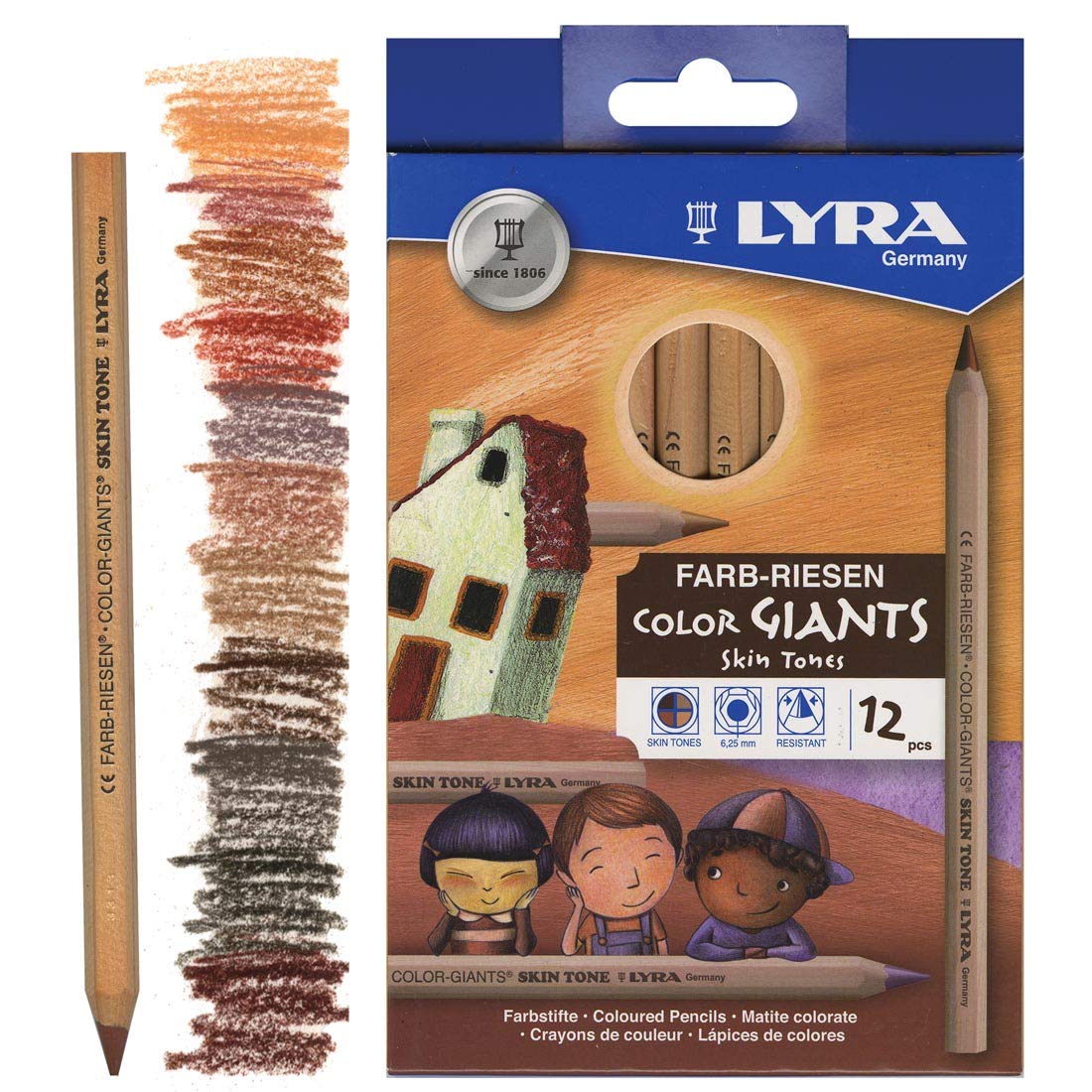 Farb-Riesen Color Giants Skin Tones Art Pencils With Cardboard Box | Perfect For Beginners, Professionals & Artists | Ideal For Sketching, Painting, Drawing & Shading | Multicolor, Pack of 12