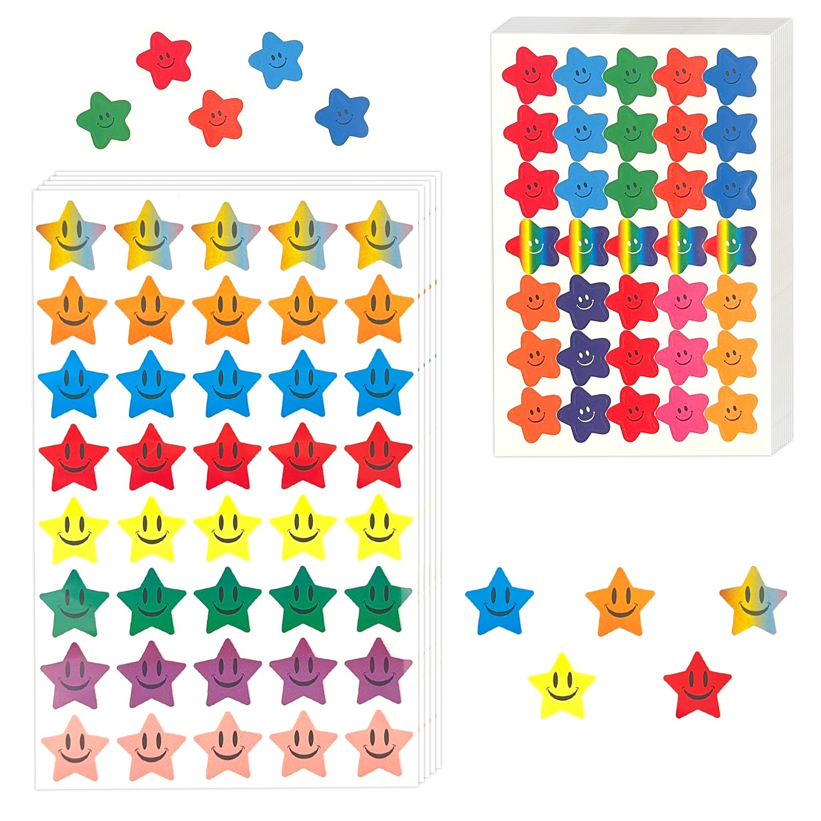 2100 Stück Bunte Holografische Stern Aufkleber – Belohnungssticker Für Kinder, Schule & Basteln