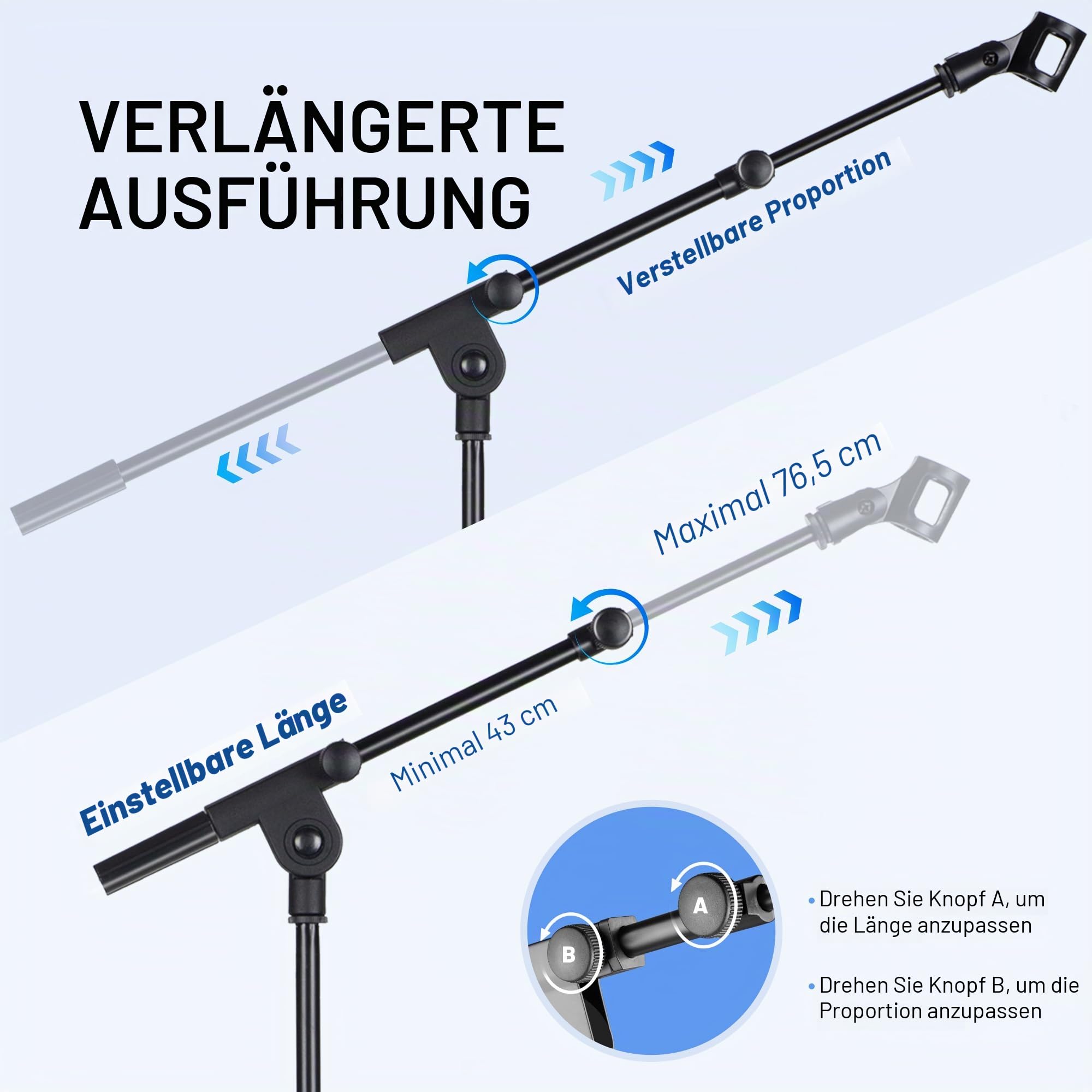 CAHAYA Stativ Galgen Blatt Mikrofon Ständer Metall Tragbar mit Tragetasche für Performance Gesang Rede Hochzeit Bühne und Outdoor CY0239