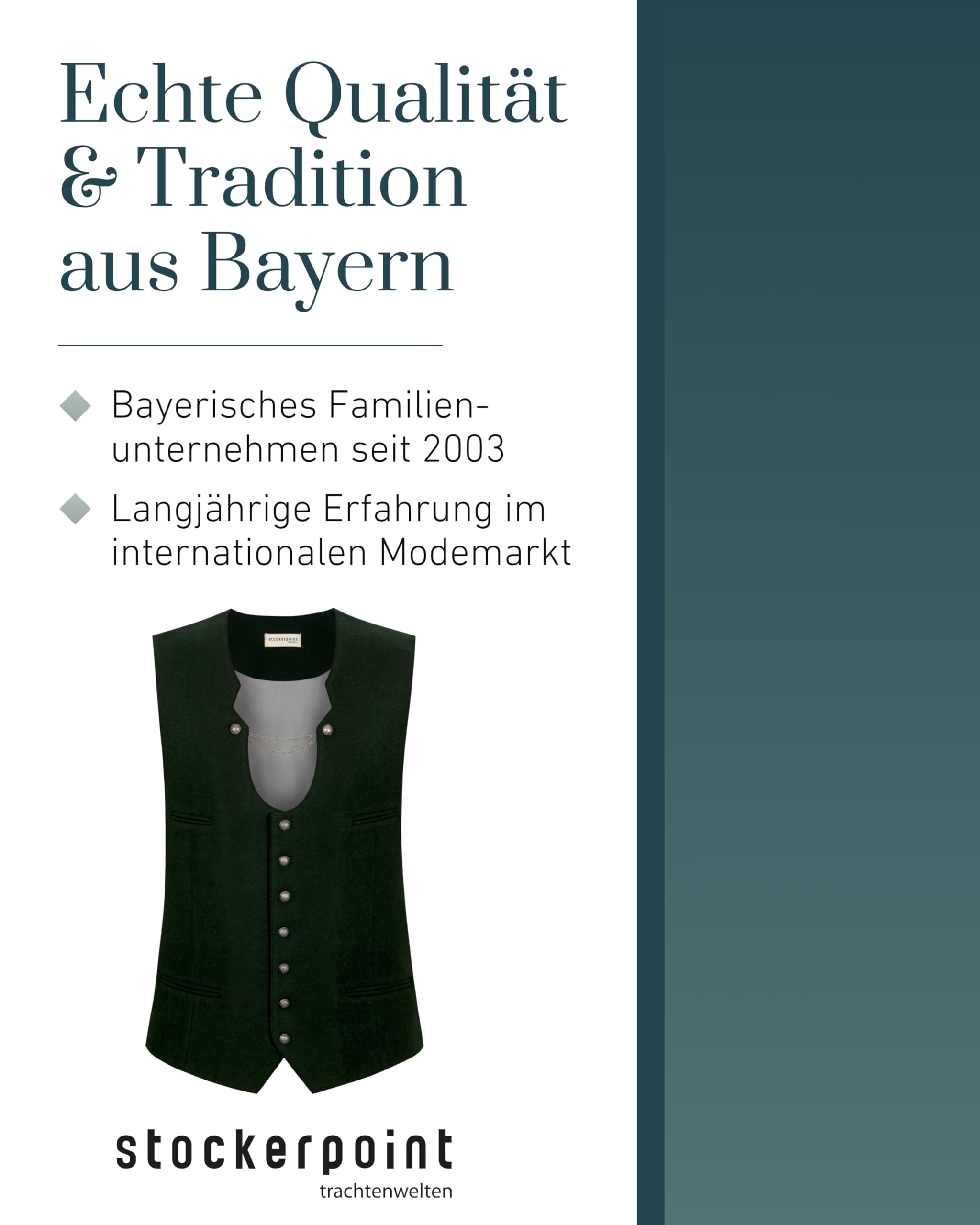Stockerpoint Herren Trachtenweste Salerio I Größen 44-56 I Traditionelle & hochwertige Weste mit verstellbarem Riegel I Perfekt für Trachten & Festlichkeiten