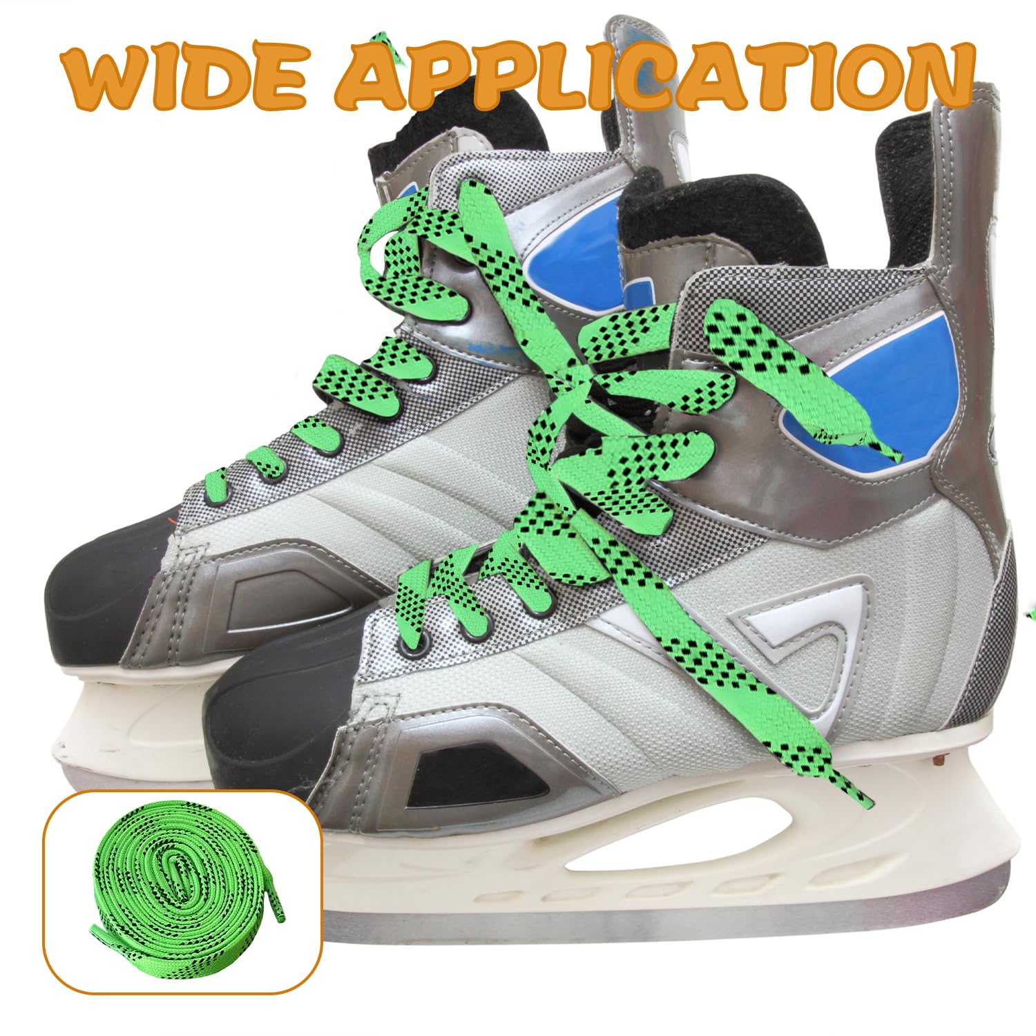 1 paire Lacets de Hockey Ciré, Lacets CiréS Pour Patins De Hockey Lacets Ruban Plats Lacets Plats Professionnels Bottes et Chaussures de Sport Pour Le Sport Le Ski Le Hockey (Vert)