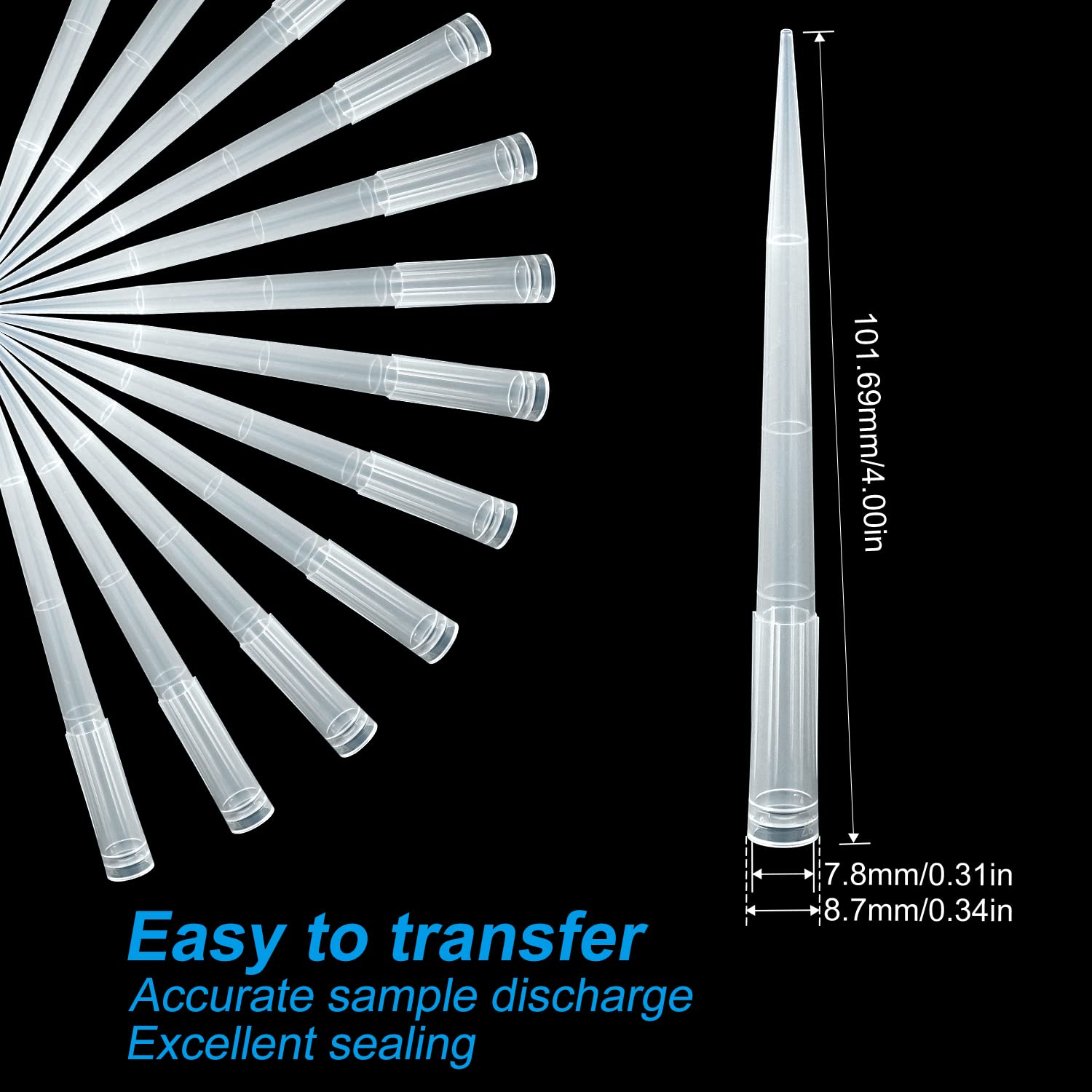 1000μL 1ml Pipettenspitzen 500pcs für 100-1000μL Mikropipette Pipettierer, Einweg Standard Pipetten Spitzen für 1000μl Micropipette Pipettor Labor Einkanal Pipette