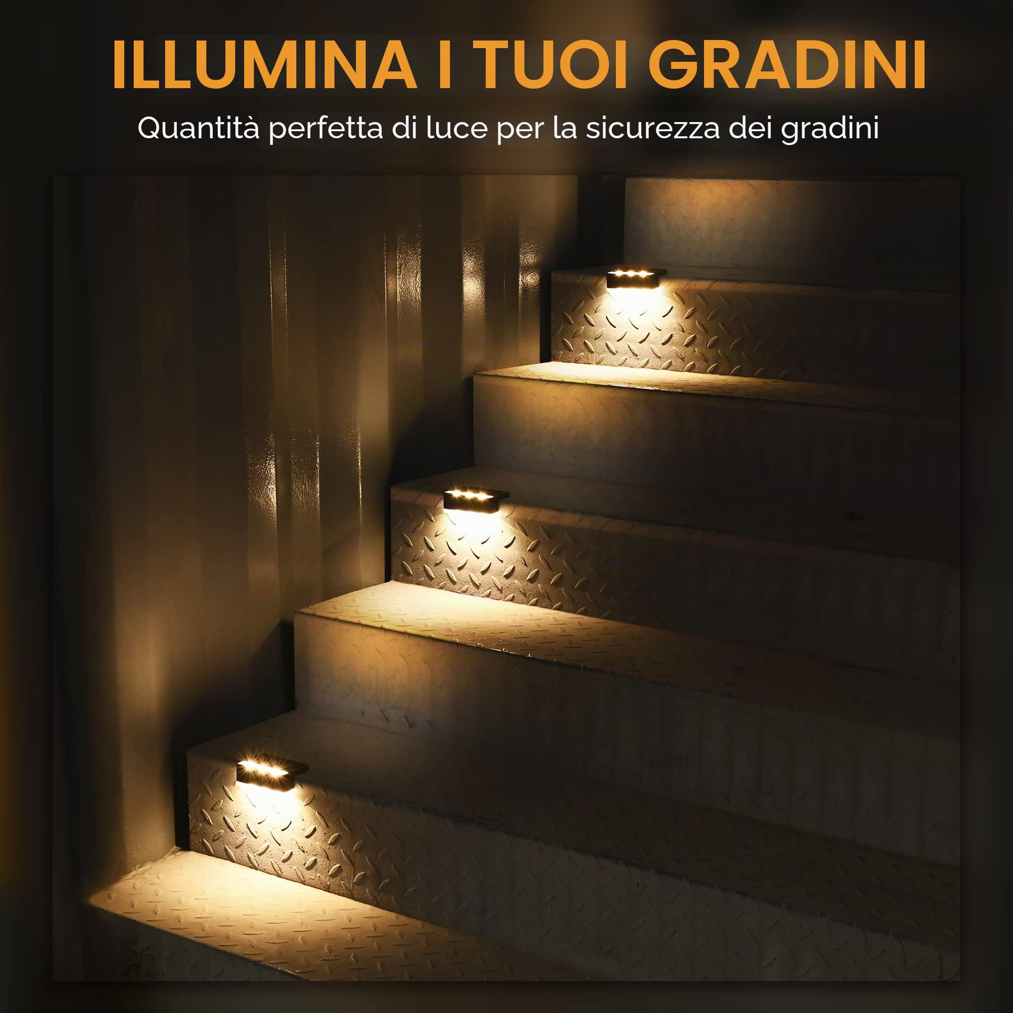 Solpex Lampade solari per esterni, 12 pezzi, luce bianca calda, luci solari impermeabili, illuminazione a LED per scale esterne, decorazione