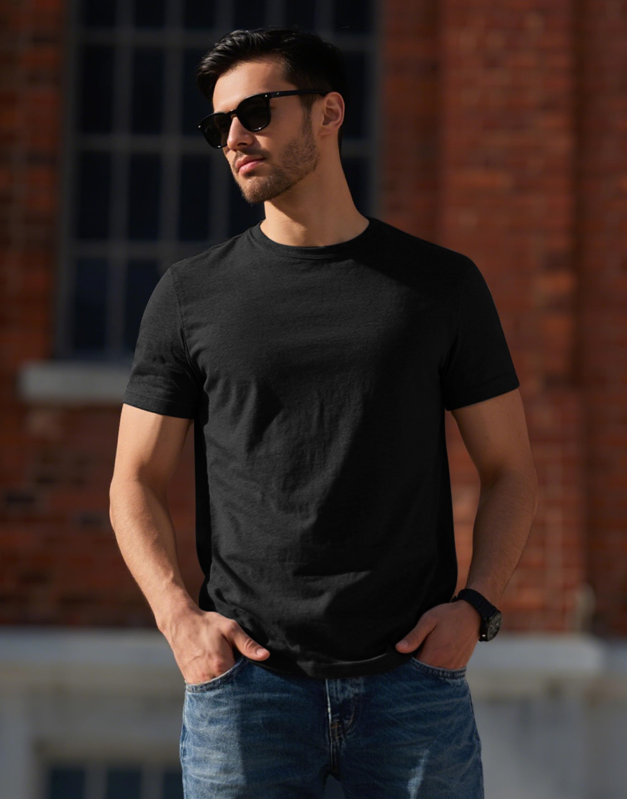 Pioneer Camp Camiseta de bambú para hombre, ultrasuave, color blanco, monocromo, camiseta para hombre, cuello redondo refrescante, camiseta básica casual