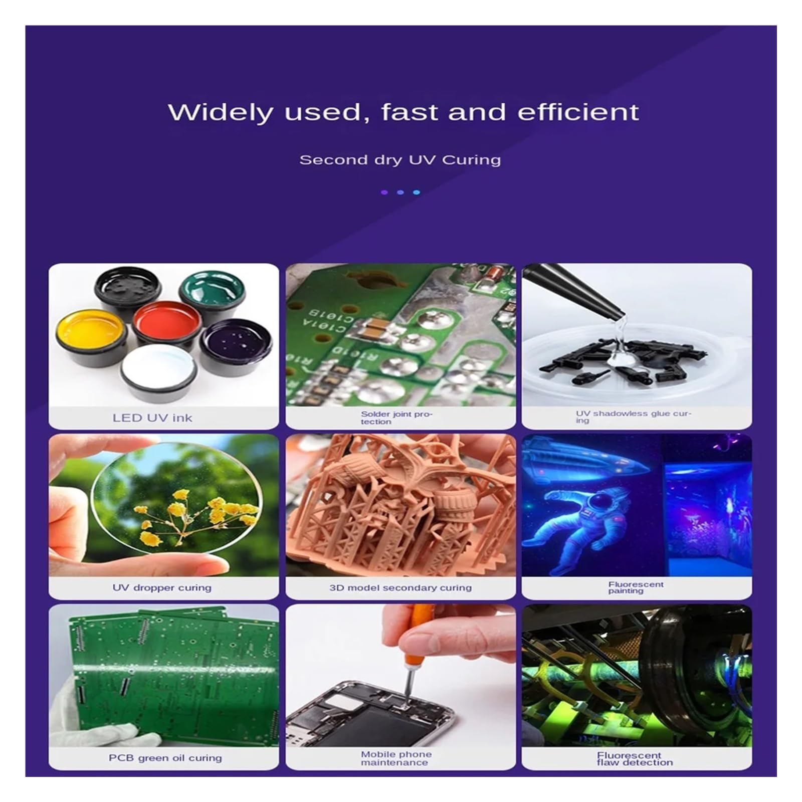 Lampa utwardzająca UV, 365nm 395nm 405nm Led UV Ultrafioletowe do utwardzania żywicy żelowej Olej Drukarka Atrament Farba Sitodruk Drukarka 3D Lampa utwardzająca(395NM,1600W)