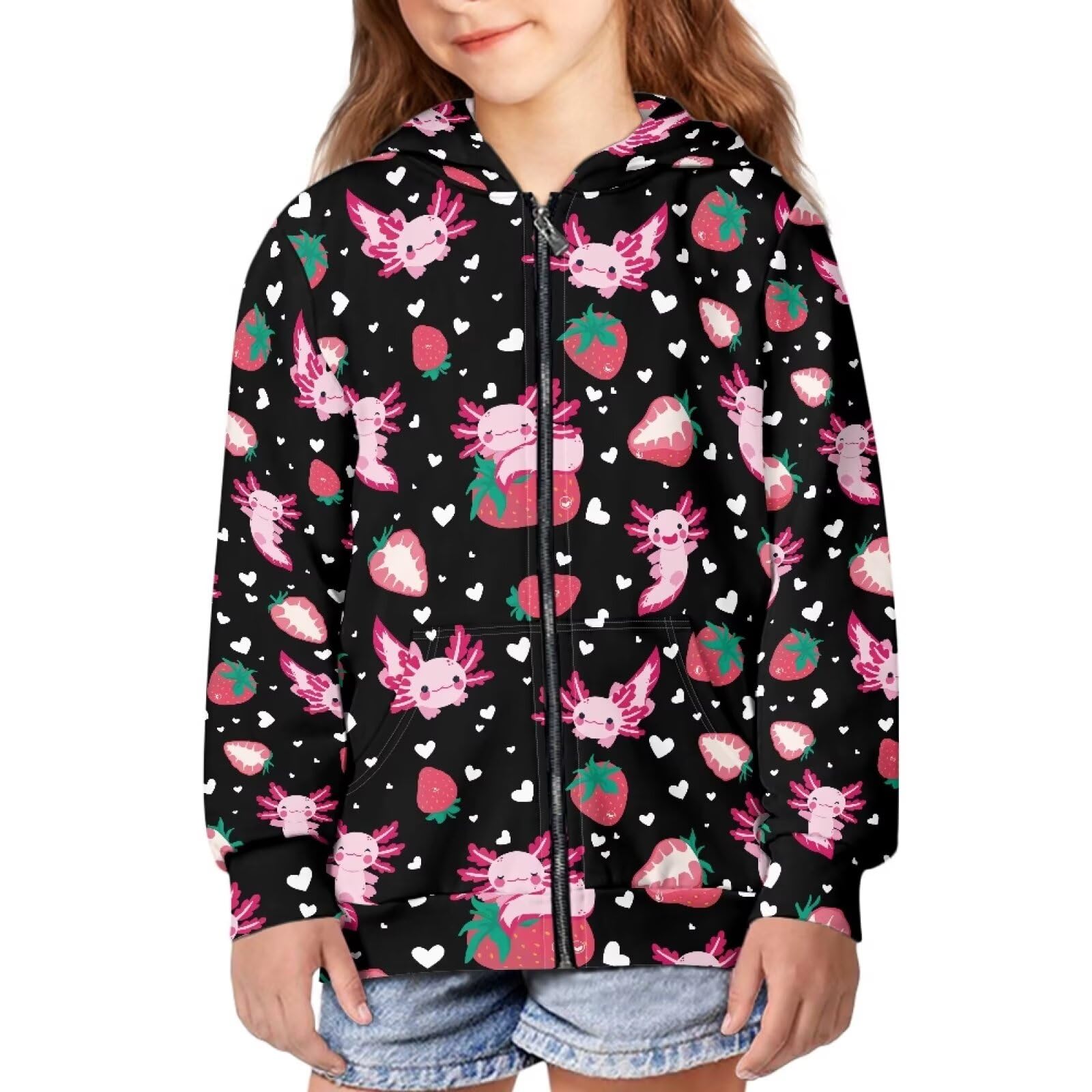 Unisex Zipper Sweatshirt Boys Girls Hooded with 2 Pocket Pullover Hoodies for 6-16Y Kids