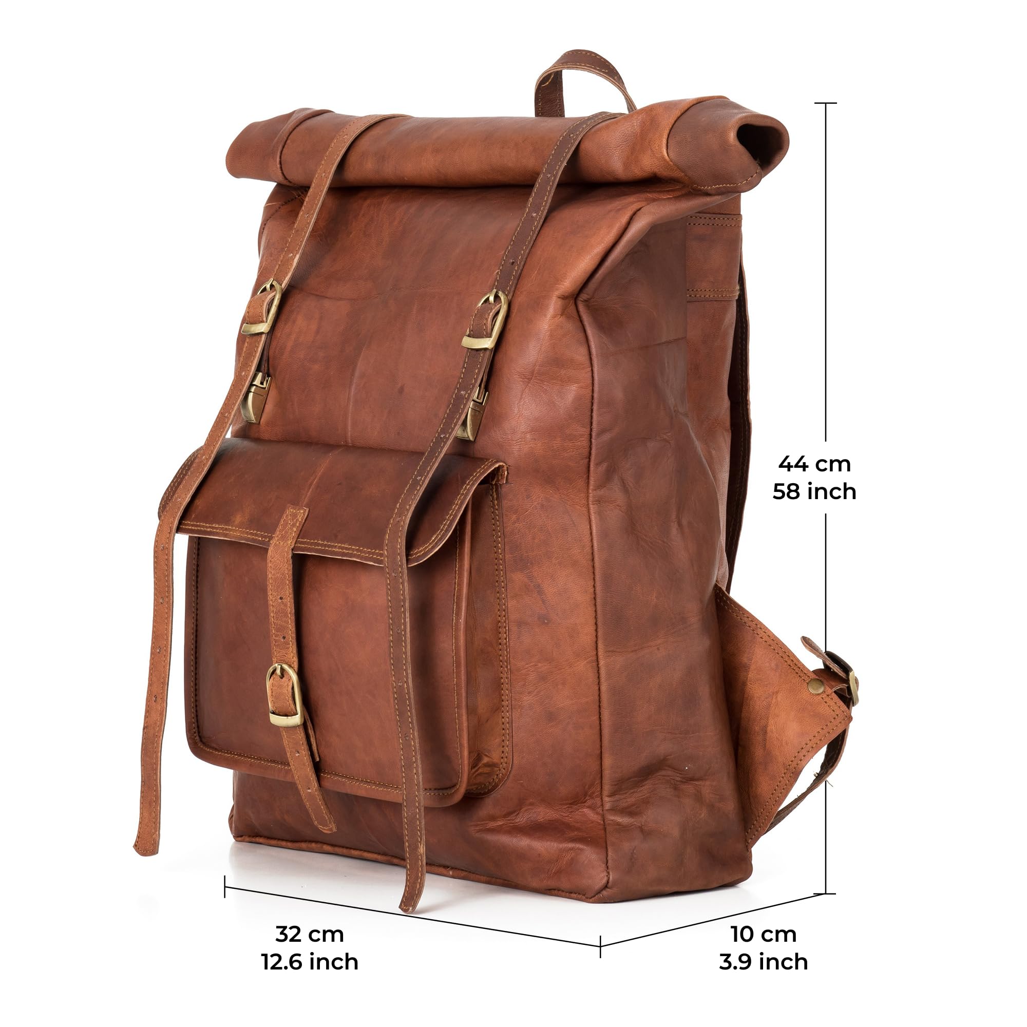 Berliner Bags Leeds Mochila de Piel Auténtica con Compartimento para Portátil y Diseño para Ciclistas, para Hombre y Mujer – Marrón