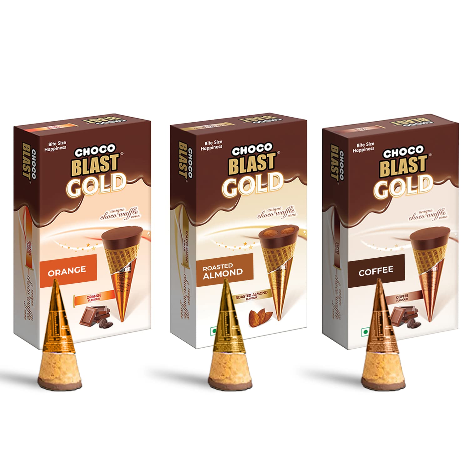 Pure Temptation Gold Chocoblast - Chocolate Gift Pack For Kids - Chocolate Cone - Premium Chocolate Box - Pack of 3- Almond + Orange + Coffee (Each Pack with 10 Chocolates - 30 Pieces) (B0BTY9Y1WG) Amazon Price History, Amazon Price Tracker
