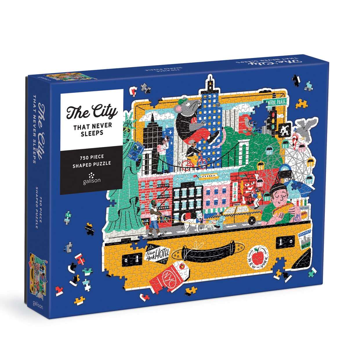 Galison The City That Never Sleeps 750 Piece Shaped Puzzle - New York City Themed Shaped Jigsaw Puzzle for Adults, Thick and Sturdy Pieces,