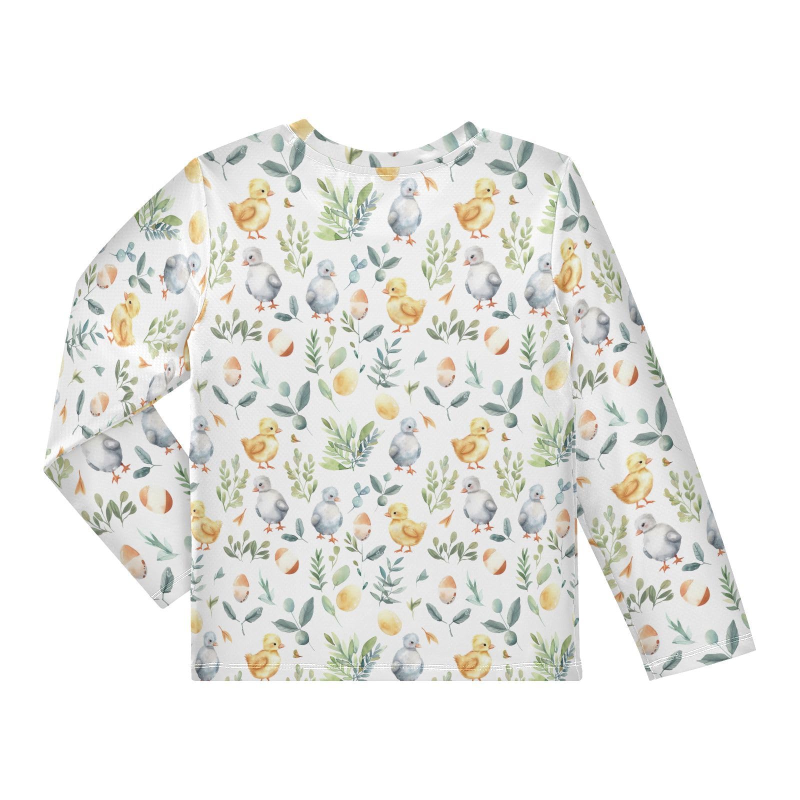 Easter Chick Pattern Boys Rash Guard Swim Shirts Long Sleeve UPF 50+ Quick Dry Sun Protection Shirt Swimwear Surf Tops for Toddler Kid Fishing Swimming Outdoor 11-12T Multicolor