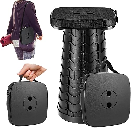 Miniatura 8 de Taburete plegable para campamento, taburete portátil plegable cuadrado, taburete plegable con cojín de asiento elástico y bolsa de nailon ajustable,