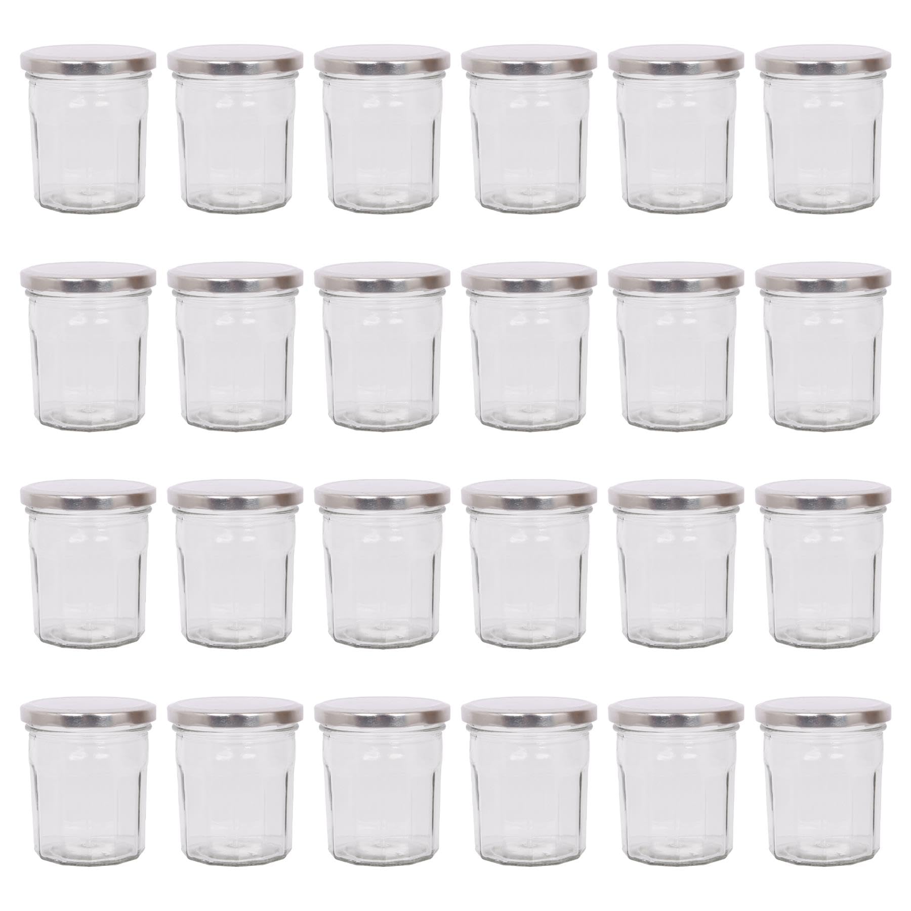Argon Tableware 250Ml Glass Jam Jars With Airtight Silver LidsSet Of 24 Empty Screw Top Kitchen Storage Preserving Jar from B&Q