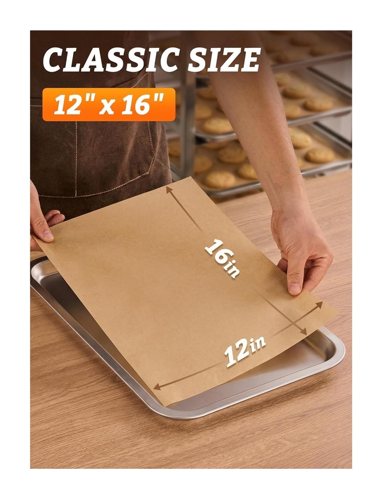 Pergamentpapier, 12x16 Zoll Zuschnitte, Antihaft-Einlage | Ungebleichter Holzzellstoff, 400 Blatt, bis 450°F, zum Grillen