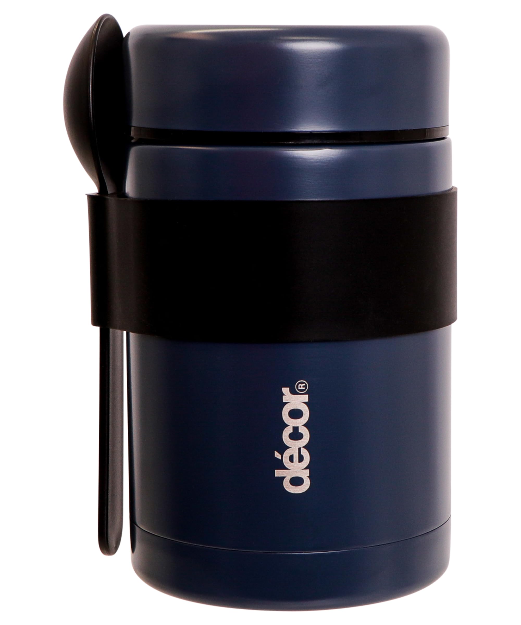 Décor Vacuum Food Flask 520ml with Spoon - Airtight, Reusable, Wide Mouth, Hot & Cold Insulated, Leakproof, Durable, Navy