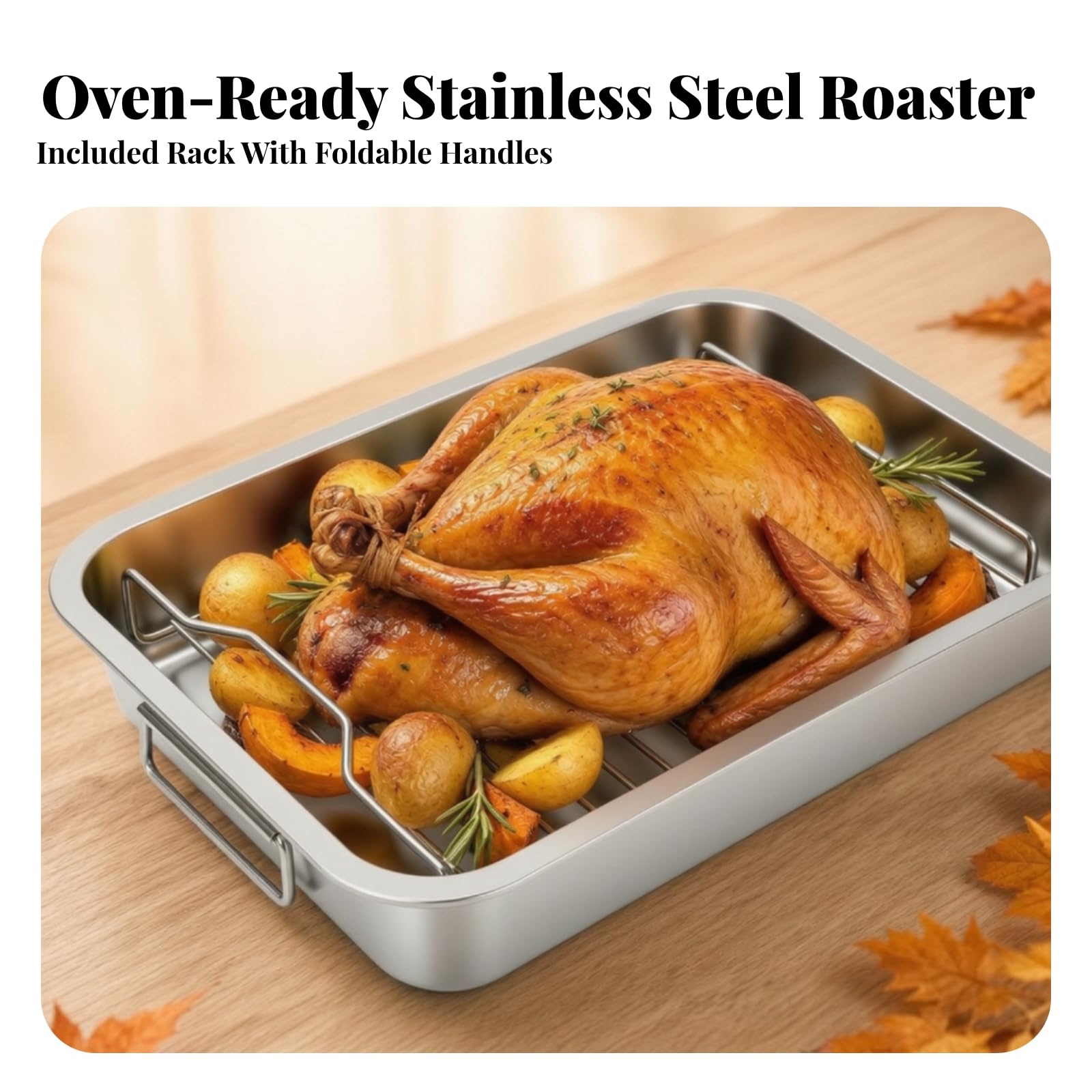 Teglia da Arrosto con Griglia Senza Rivestimento Teglia Rettangolare in Acciaio Inox Multiuso Leccarda in Acciaio Inox per