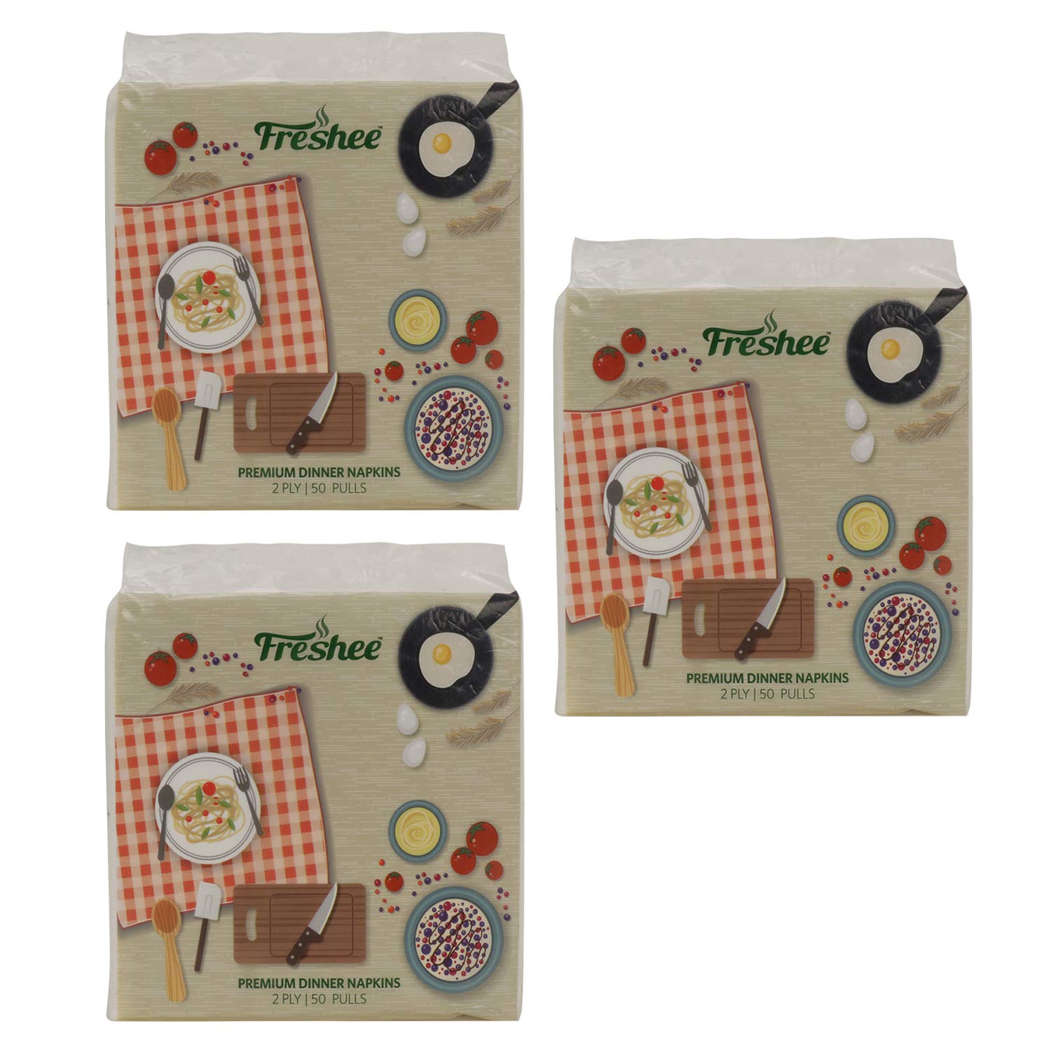 Freshee 50 Pulls 2 Ply Dinner Napkin Pack Of 3 Tissue Paper, Hygience And Fresh Tissue Made With 100% Virgin Fibre, Skin Friendly Disposable Tissue-image-19