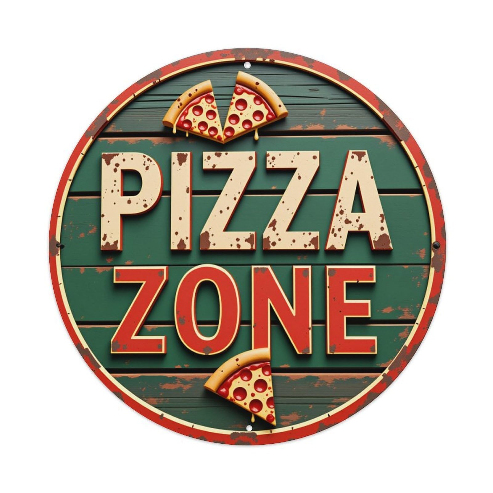 Pizza Zone Sign With Slices Metal Tin Sign Vintage Garden Bedroom Cafe Bar Man Cave Home Wall Decor Metal Poster 8x8 inches