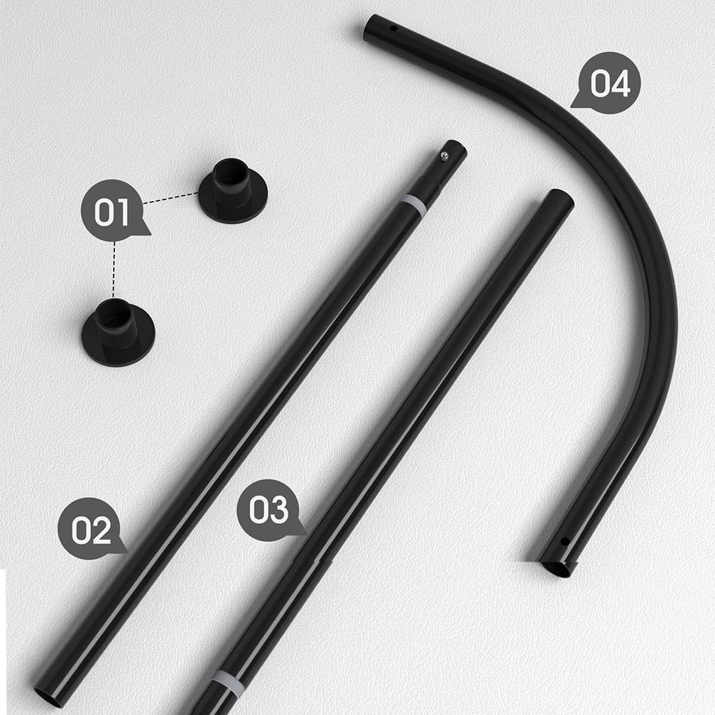 Rod de Rideau de Douche en Forme de L Barre Douche Courbe Réglable en Inoxydable Tige de Douche Extensible Extra Longue pour Salle de Bain(Size:H 50-70cm x 120-165cm,Color:Noir)