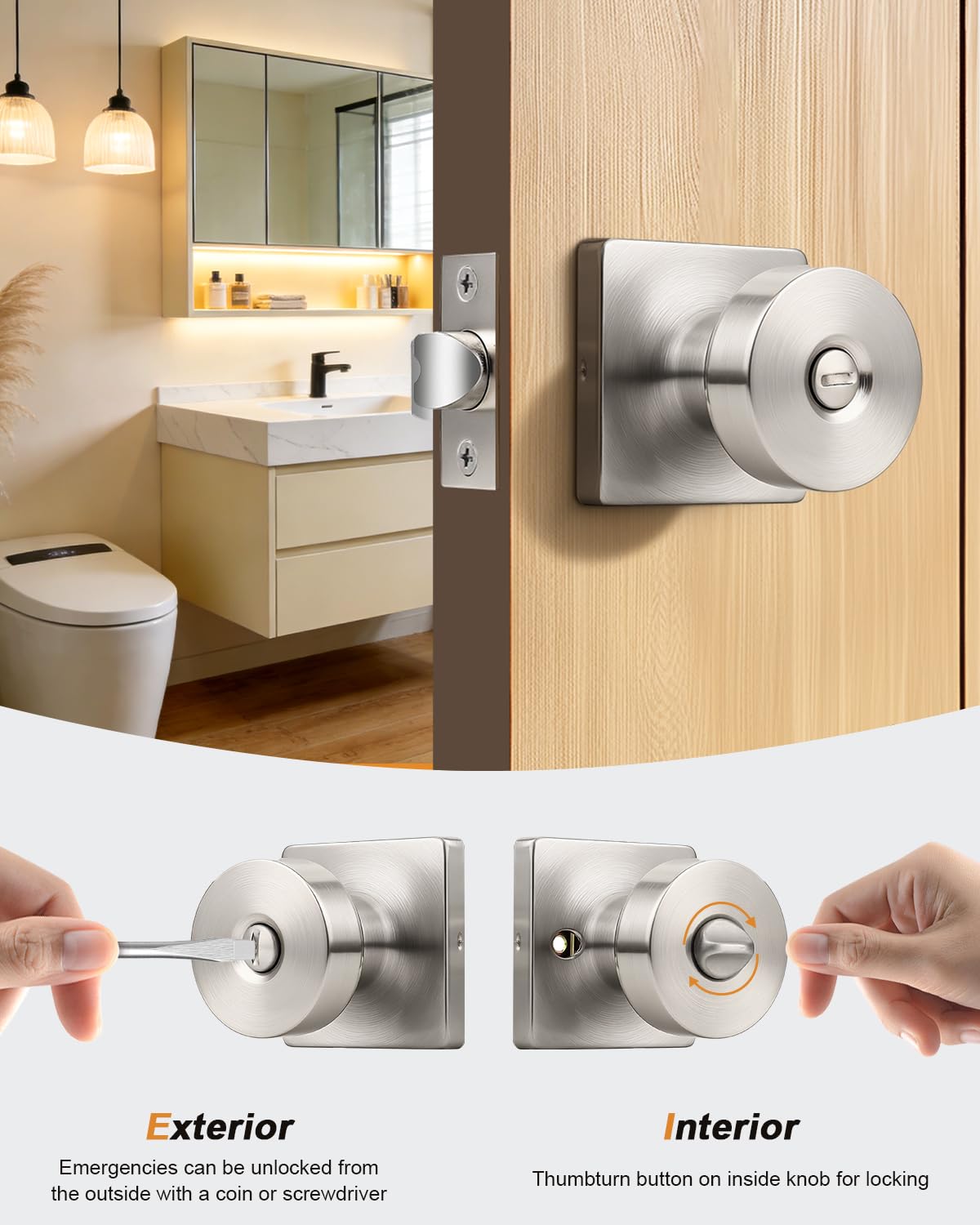 Probrico Keyless Door Knobs - Privacy Locks -4