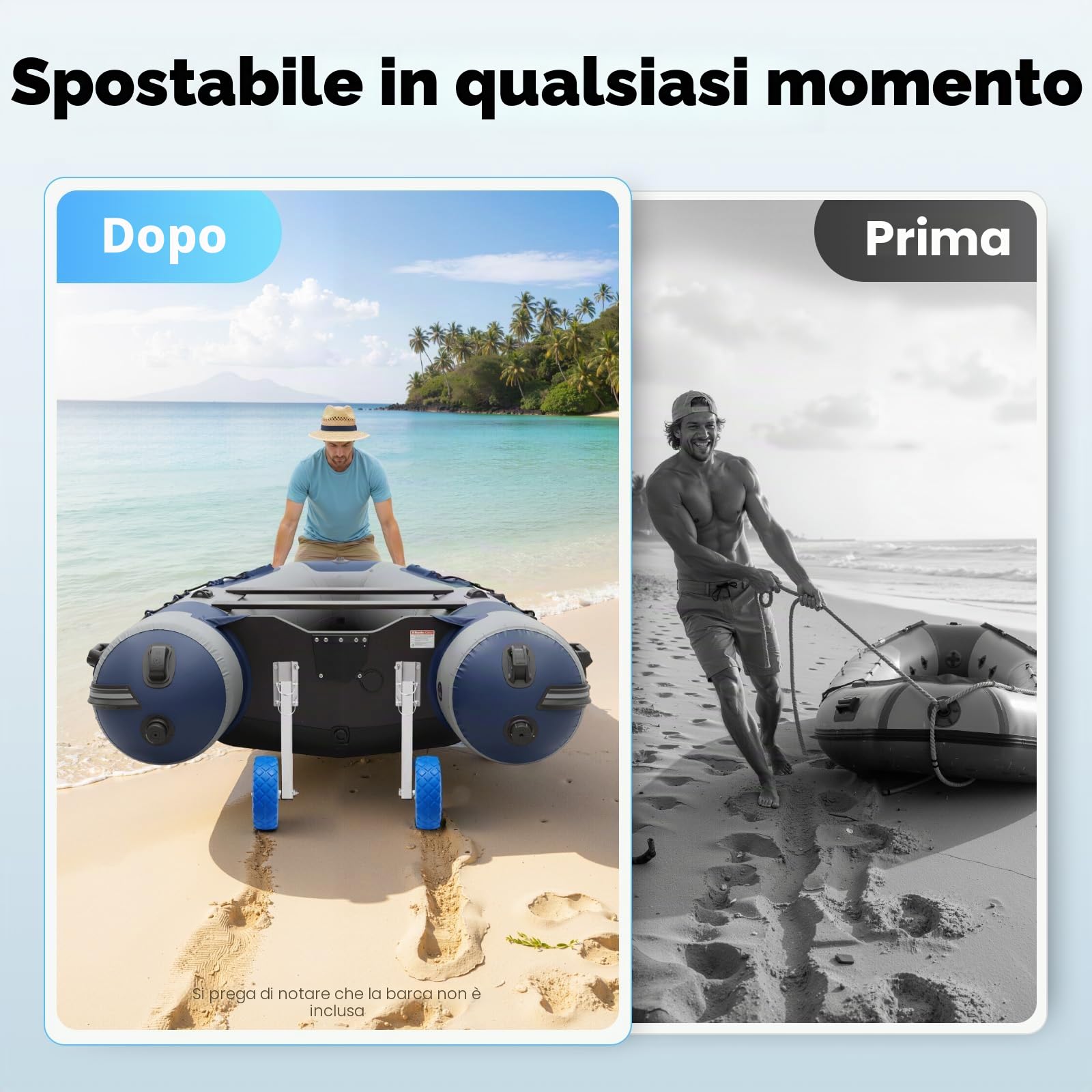 MINRS Biciclette da barca, ruote scorrevoli, carico massimo 150 kg, per imbarcazioni, ruote posteriori del furgone, ruote posteriori, kit ruota posteriore in alluminio, ruote