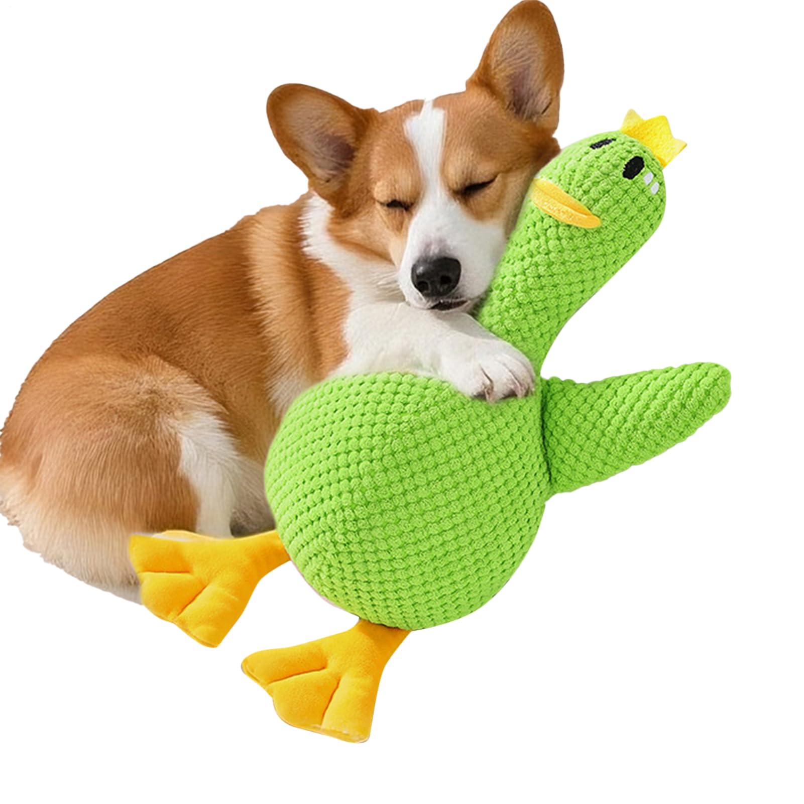 Dog Soothing Plush Duck - Chew Cushion, Squeaky Interactive Toy | Stress Relief Ducks Toy, Puppy Sleeping Aid Separation Solution, Travel Comfort for Box Time, Indoor Relaxation