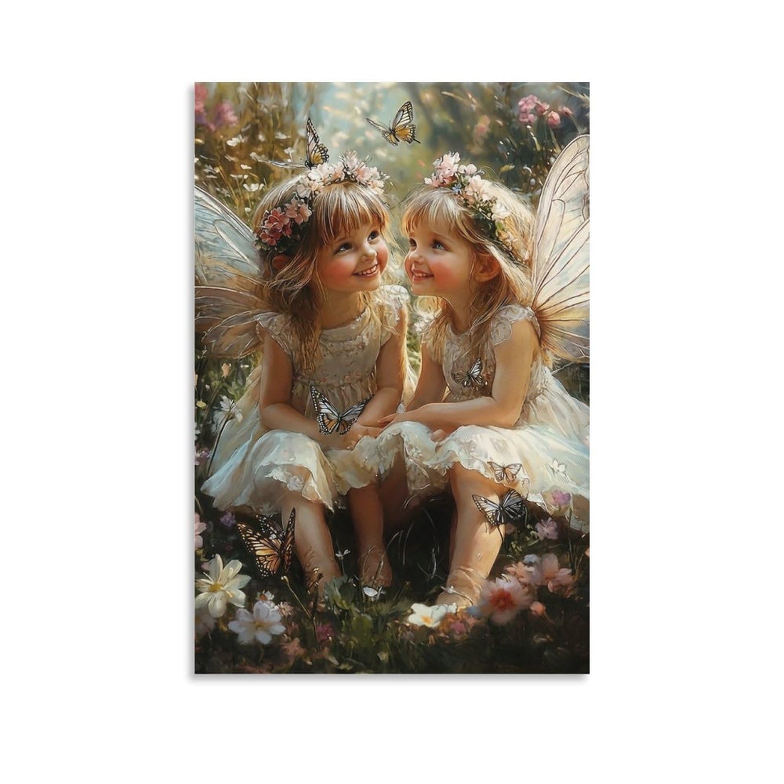 DHBANEIOK Fairy Girls Garden Poster Artwork Giclee Canvas Prints Modern Wall Art Picture Wall Hanging for Home Decorations 20x30inch(50x75cm)