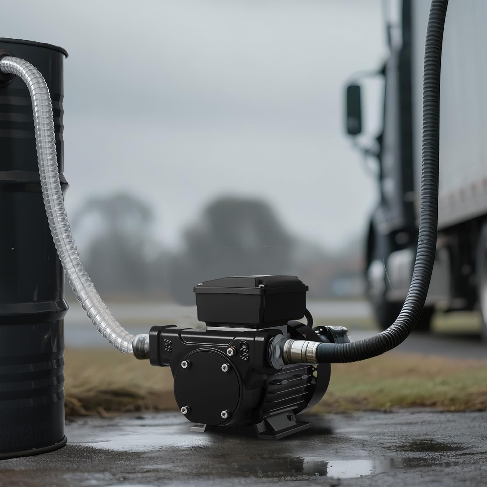VEVOR Bomba de Transferencia de Combustible, 60 L/min, con Boquilla de Combustible Automática y 2 Mangueras, Elevación Máxima de 13,7 m, para Diésel, Queroseno y Biodiésel para Vehículos