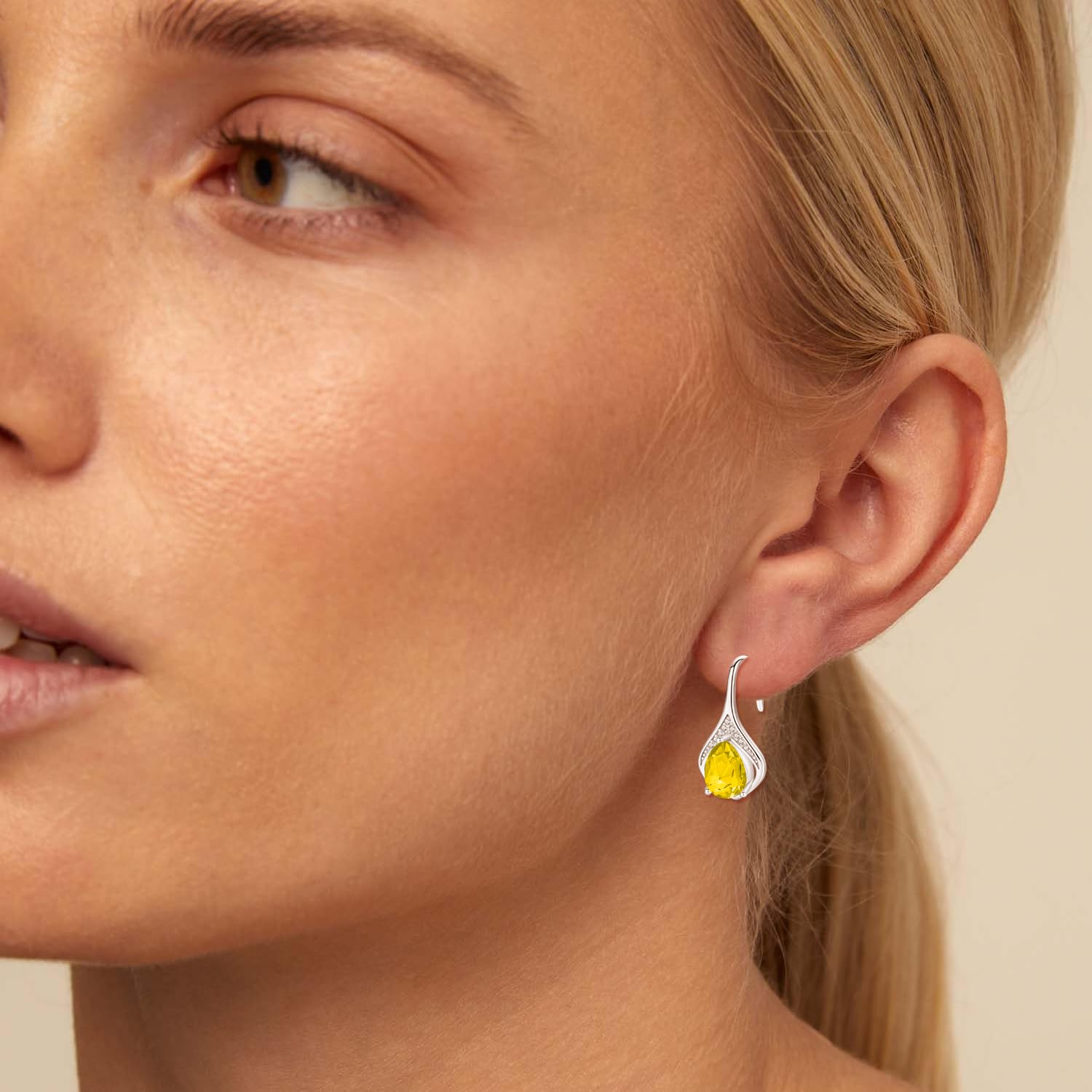 925 Sterling Silver Birthstone Earring Hook Teardrop Earrings Dangle Drop Hoops Leverback Earring Gifts for Women (11 Nov) - Image 4