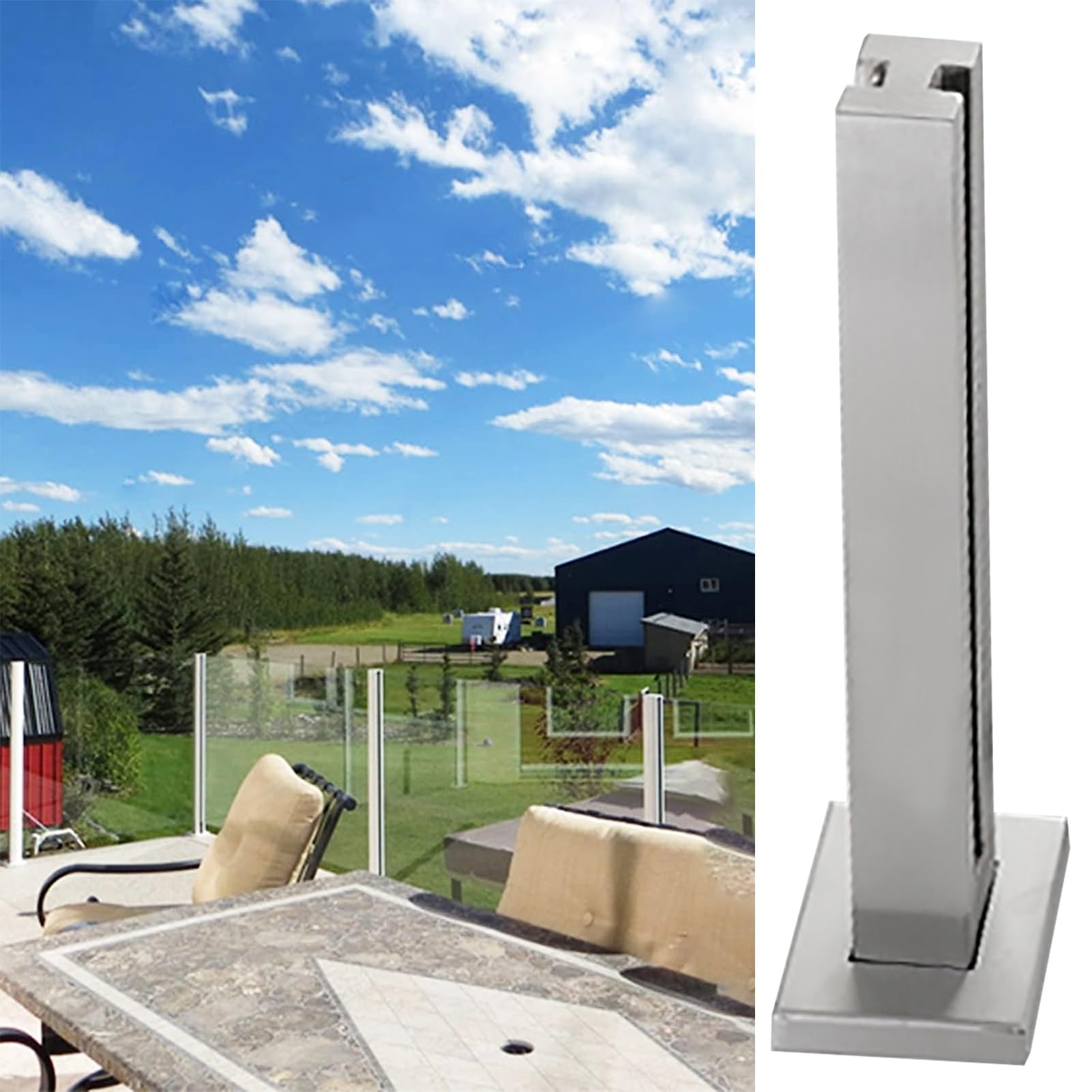 Garde-corps de terrasse en verre anti-chute avec balustrade inox pour base fendue