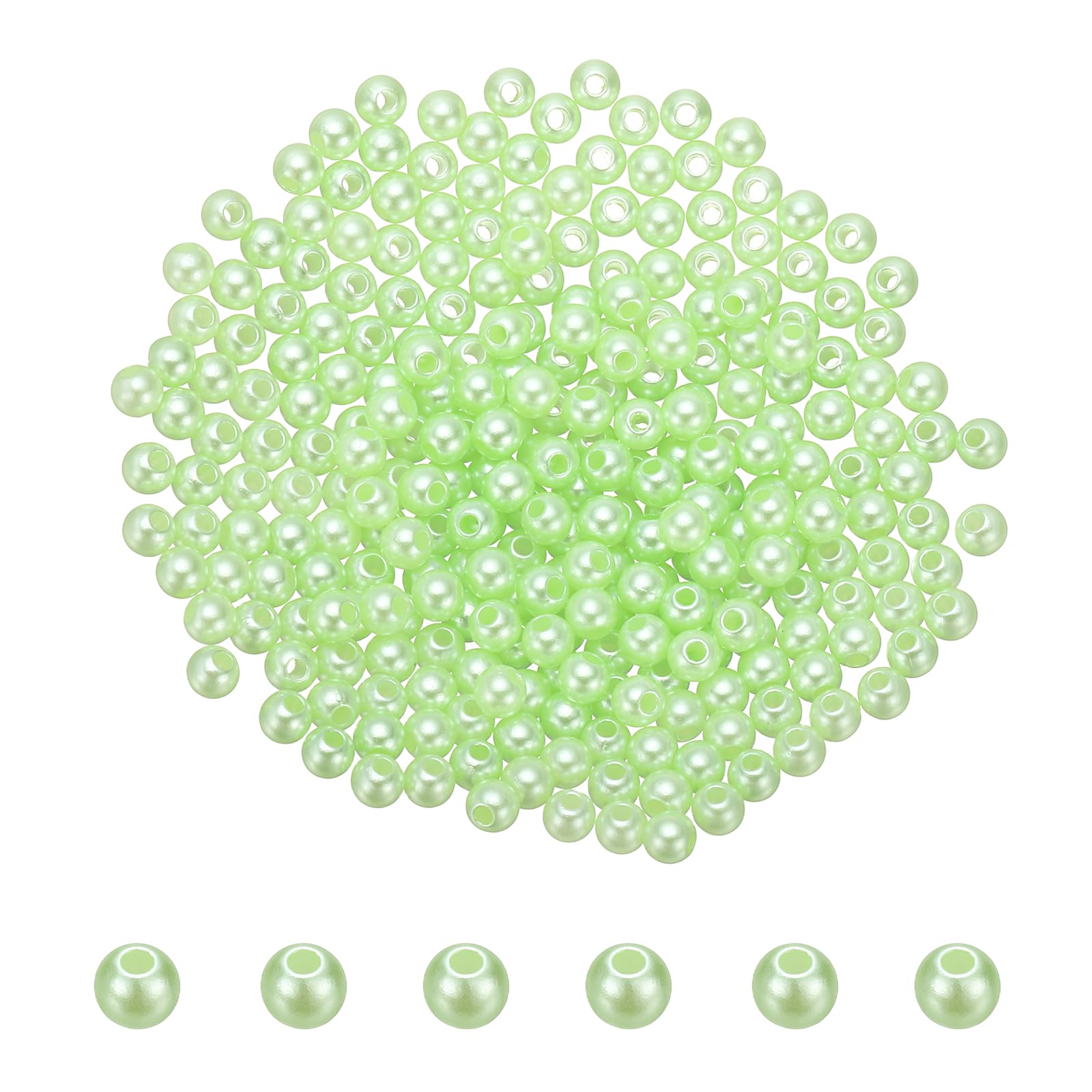 PATIKIL 4mm Colored Pearls, 280Pcs Pearl Beads for Jewelry Making Round Craft Beads with Holes for Jewelry Making DIY Crafts Necklace Bracelet Earring Sewing Home Decor, Light Green โ image 1