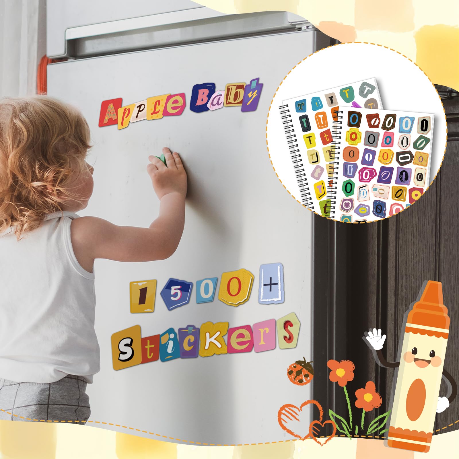 SKLENICE The Cut Out And Collage Book Spiral Bound Ransom Note Letters Sticker Books 8.5x6.3inch 1400+ Cut and Paste Materials Vintage Scrapbook Alphabet Letters Numbers Punctuation For Junk Journal - Image 6