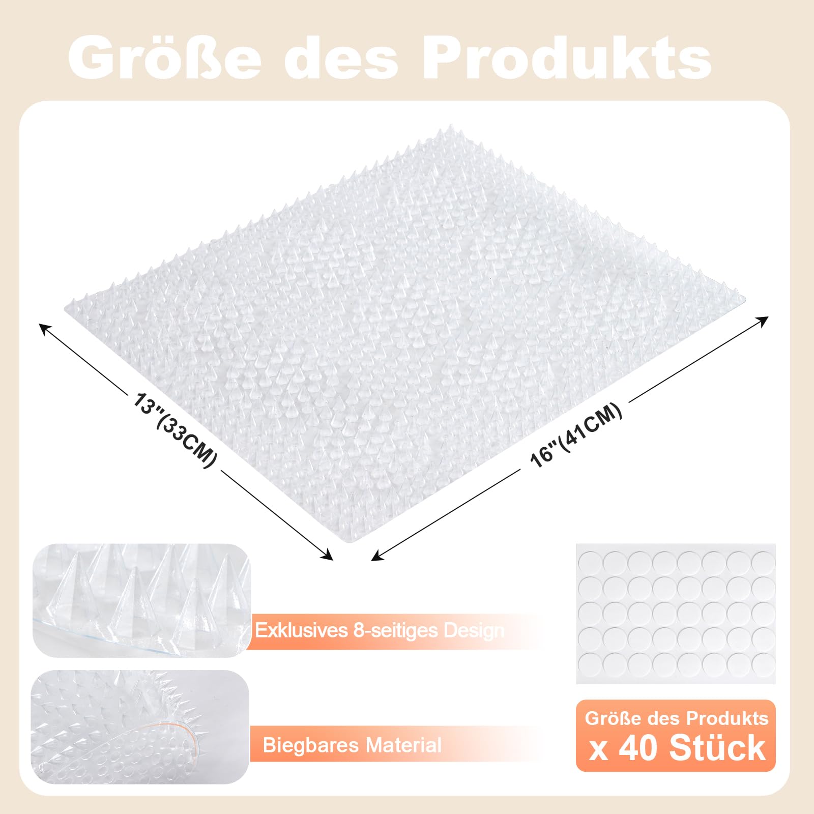 Uross Mata ochronna dla kotów – zestaw bariery dla kotów (10 sztuk) 41 x 33 cm kwadratowa – mata Scat Mat z 2,5 cm plastikowymi kolcami, mata ochronna dla kotów, środek odstraszający koty, psy, do