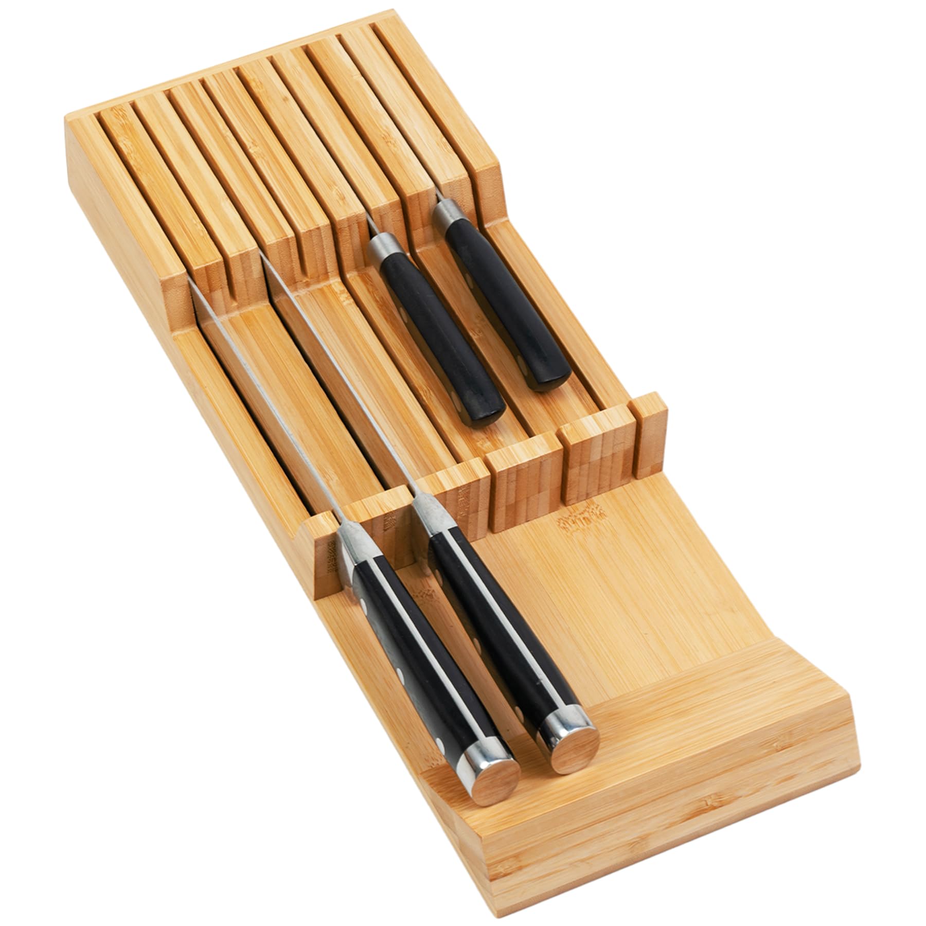 Utoplike Messer Schublade Organizer Bambus Messerblock für Küche, großer Griff Steak Halter, Fit für 9 Messer (nicht enthalten)