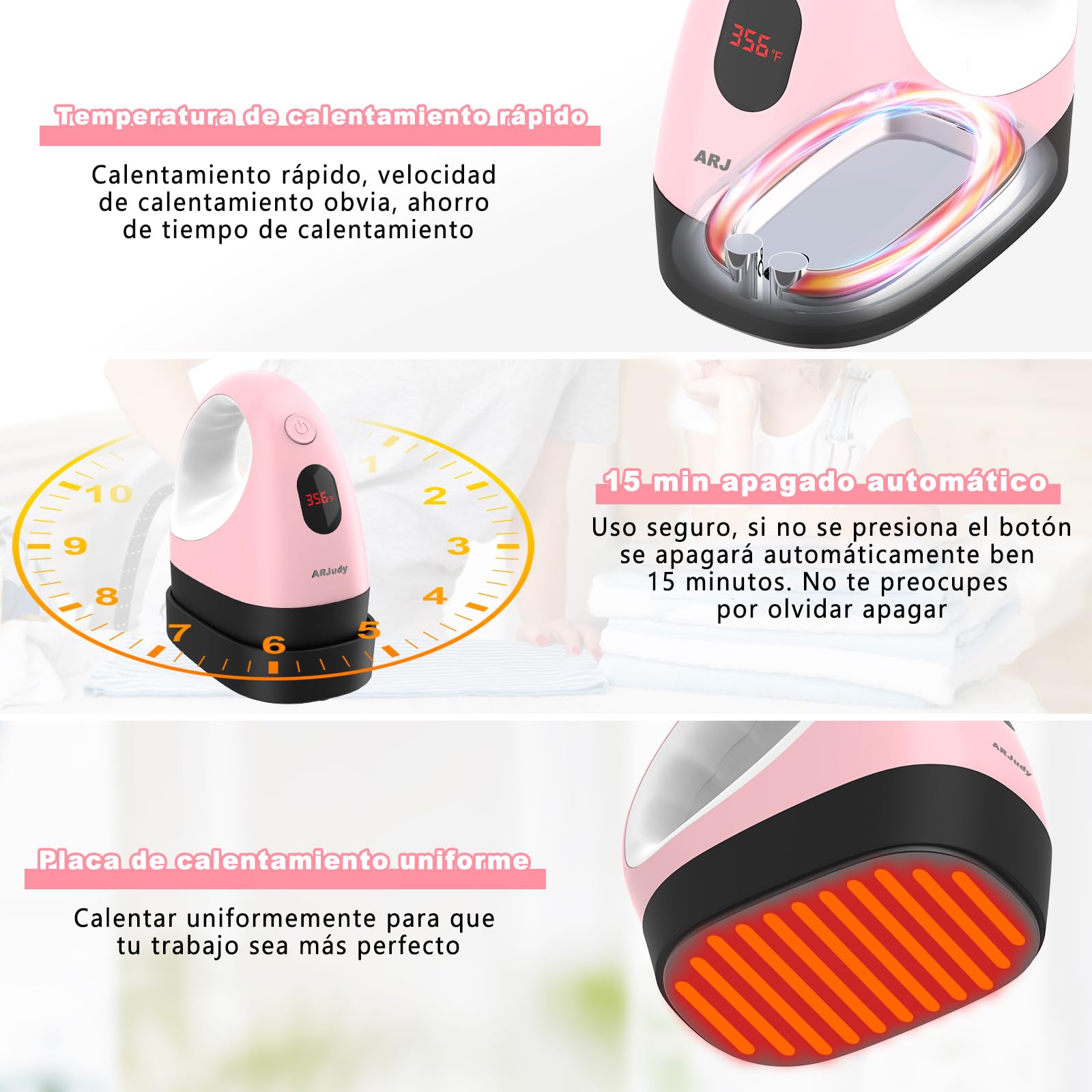 Mini máquina de prensa de calor, mini prensa de hierro de transferencia de calor, 3 ajustes de calor y temperatura visible, prensa de calor portátil fácil para manualidades, camisetas, sombreros
