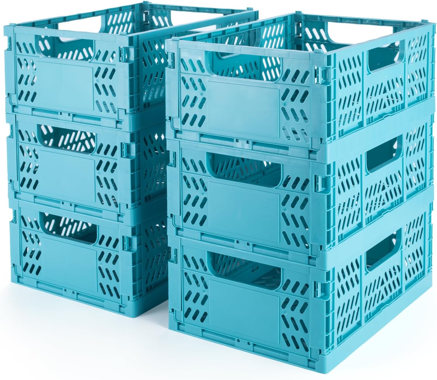 Olyzer 6 Pack Plastic Storage Basket, Folding Storage Box