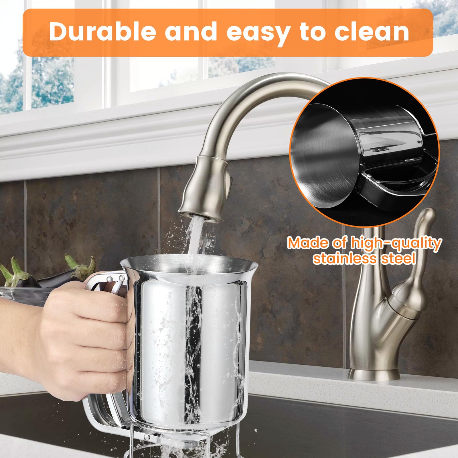 Pancake Batter Dispenser, Stainless Steel Pancake Batter Dispenser, 680 ml Waffles Batter Dispenser Rustproof Funnel Cake Dispenser for Pancakes, Cupcakes, Muffins, and Waffles Cake Baking