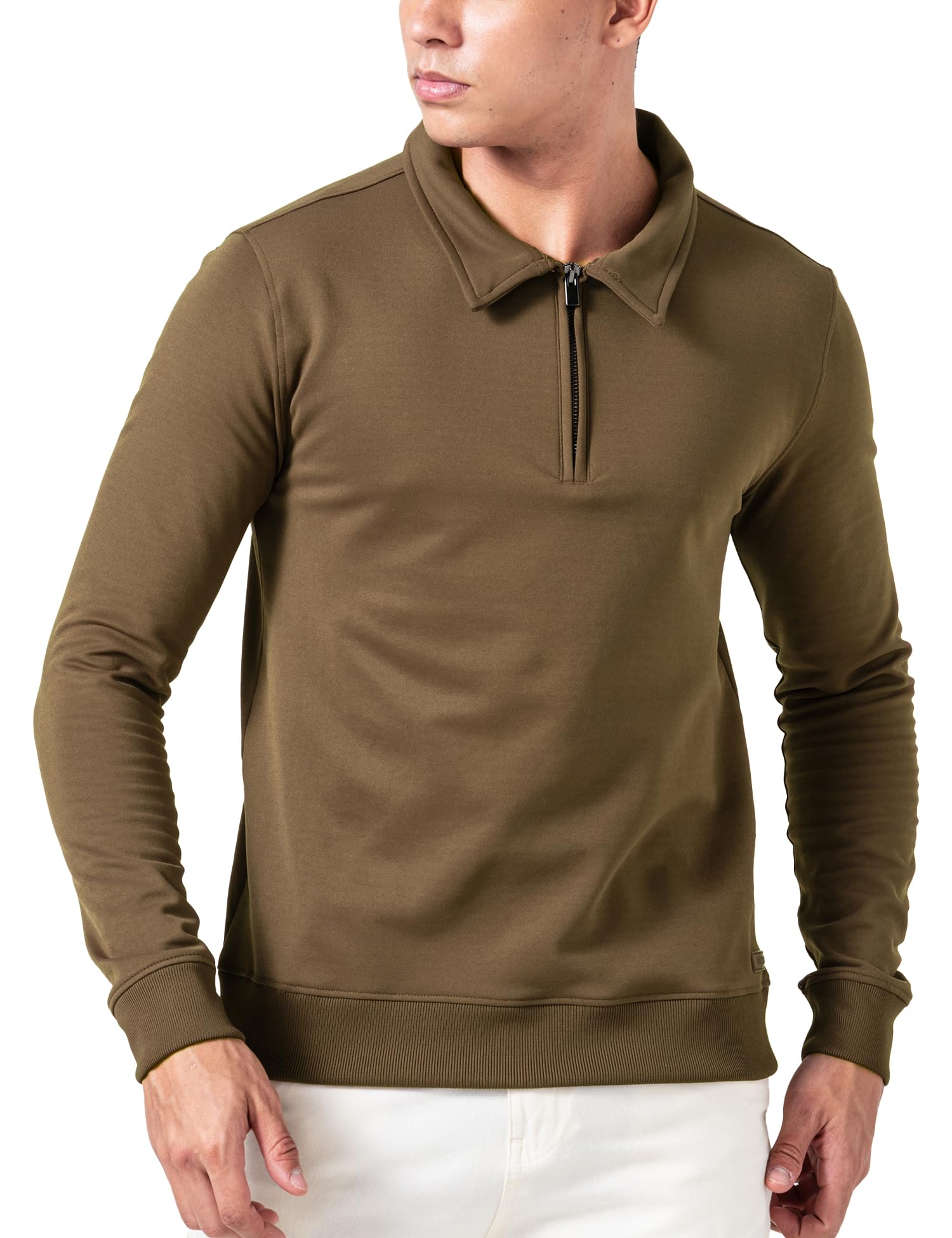 damensch Mens Solid Regular Fit Microfibre Elastane Full Sleeve Half Zip Statement Elemental Sweatshirt Comfortable Casual Wear Half-Zip Sweatshirt-picture-14