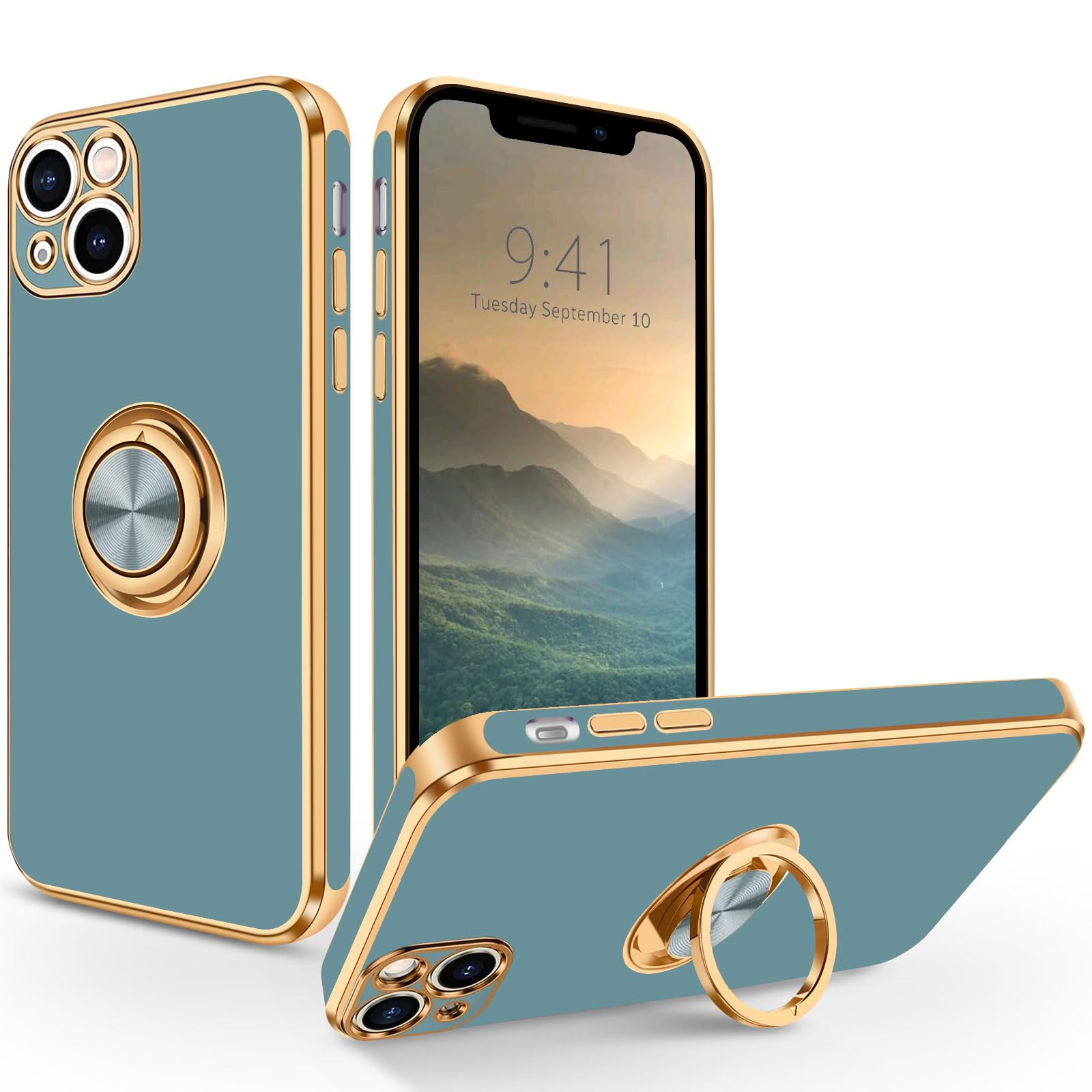 SouliGo Cover Compatibile con iPhone 15 Pro,Silicone TPU Morbida, Antiurto, Fodera in Microfibra Antigraffio, Con Supporto ad Anello a 360 Gradi