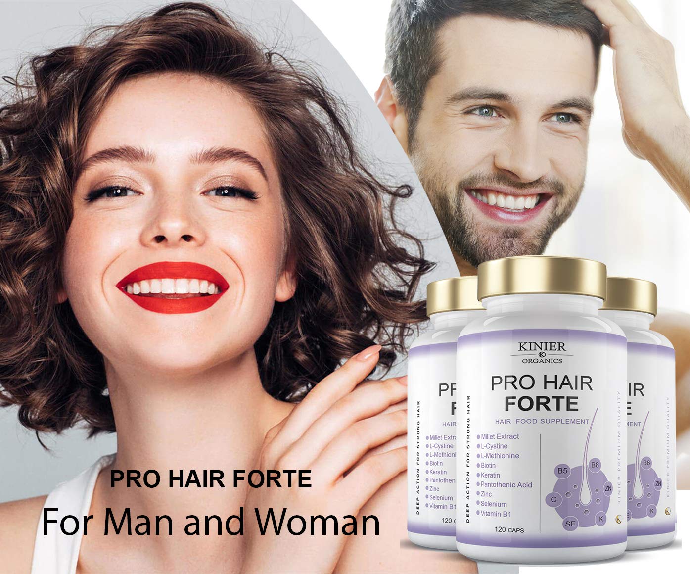 PRO-HAIR FORTE - Potente Integratore per Capelli, Unghie e Pelle | Multi-nutriente - Azione Visibile |120 Capsule - Capelli Sani, Forti e Lucenti