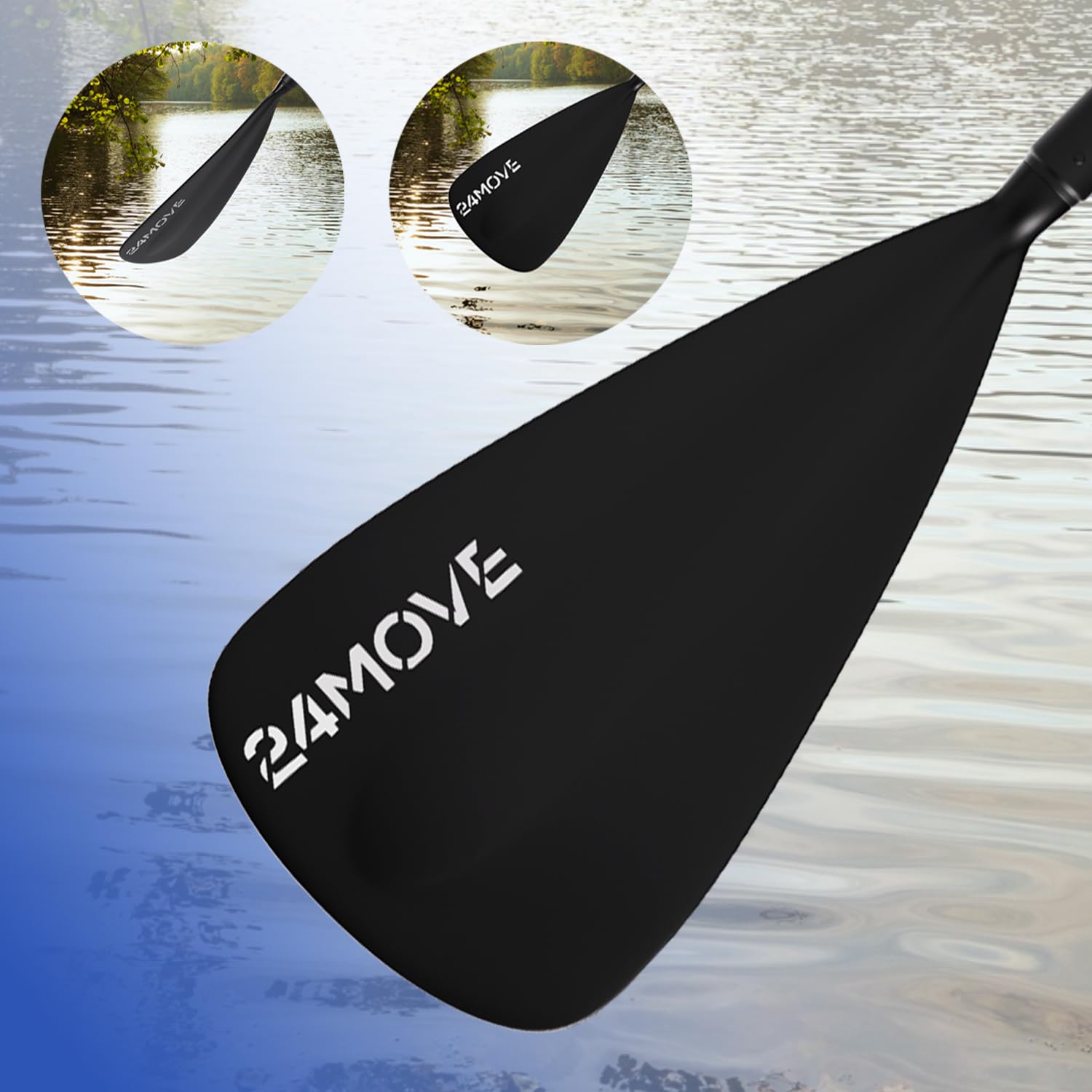 24MOVE® Paddel Teleskoppaddel Stechpaddel Einzelpaddel für SUP Stand Up Board, Leicht aus Aluminium 210cm, grün, blau, schwarz
