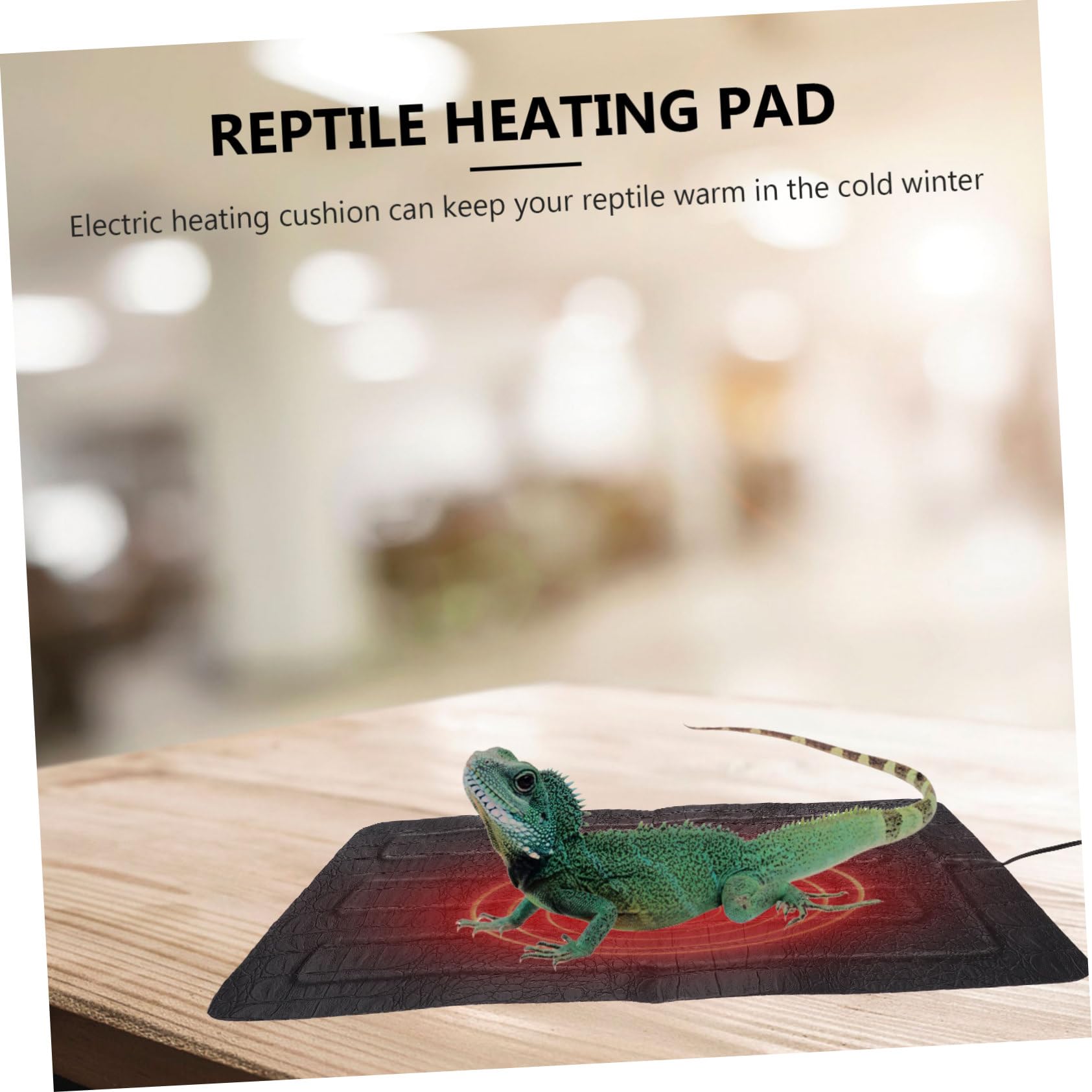 WOONEKY Alfombrilla Calefactora para Reptiles, Portátil, de Cuero Negro, para Caja de Reptiles y Uso Exterior, Mantiene Calientes a Crías y Hembras Gestantes