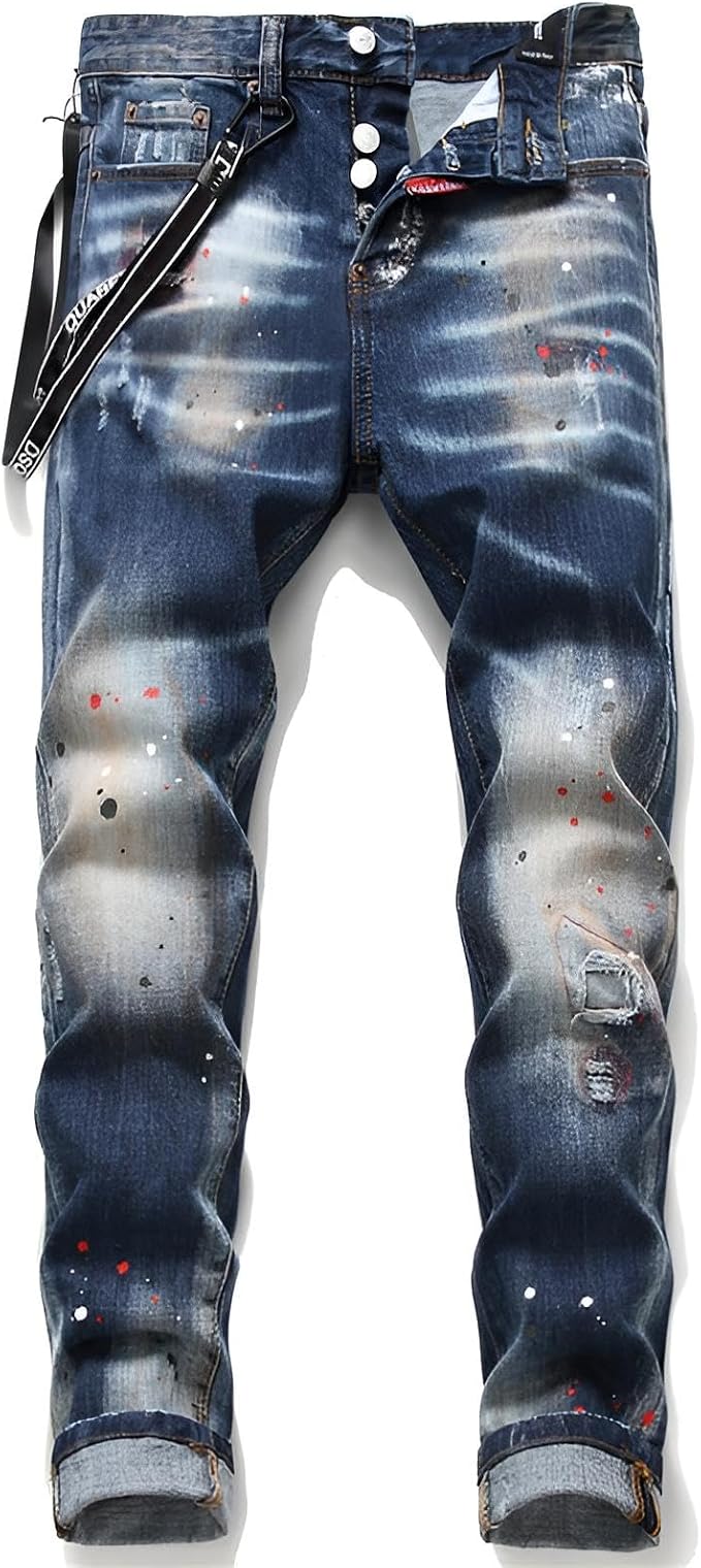 JEANS UOMO SLIM FIT SKYNNY BLU SCURO DENIM STRETCH SLIM FIT ADERENTE da