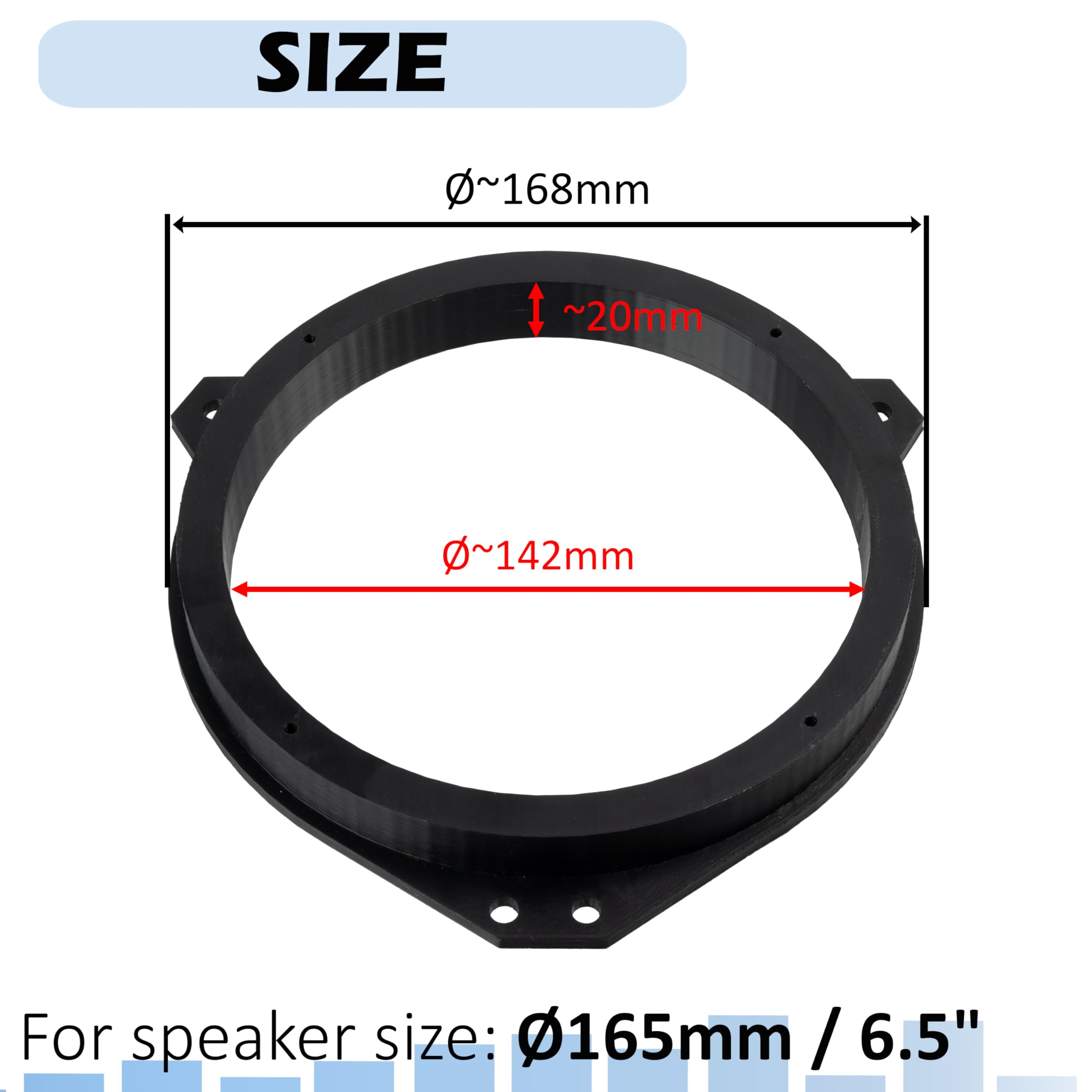Aerzetix | Kit 2 adattatori per altoparlanti Ø165 mm | portiere anteriori | compatibile con Renault Trafic