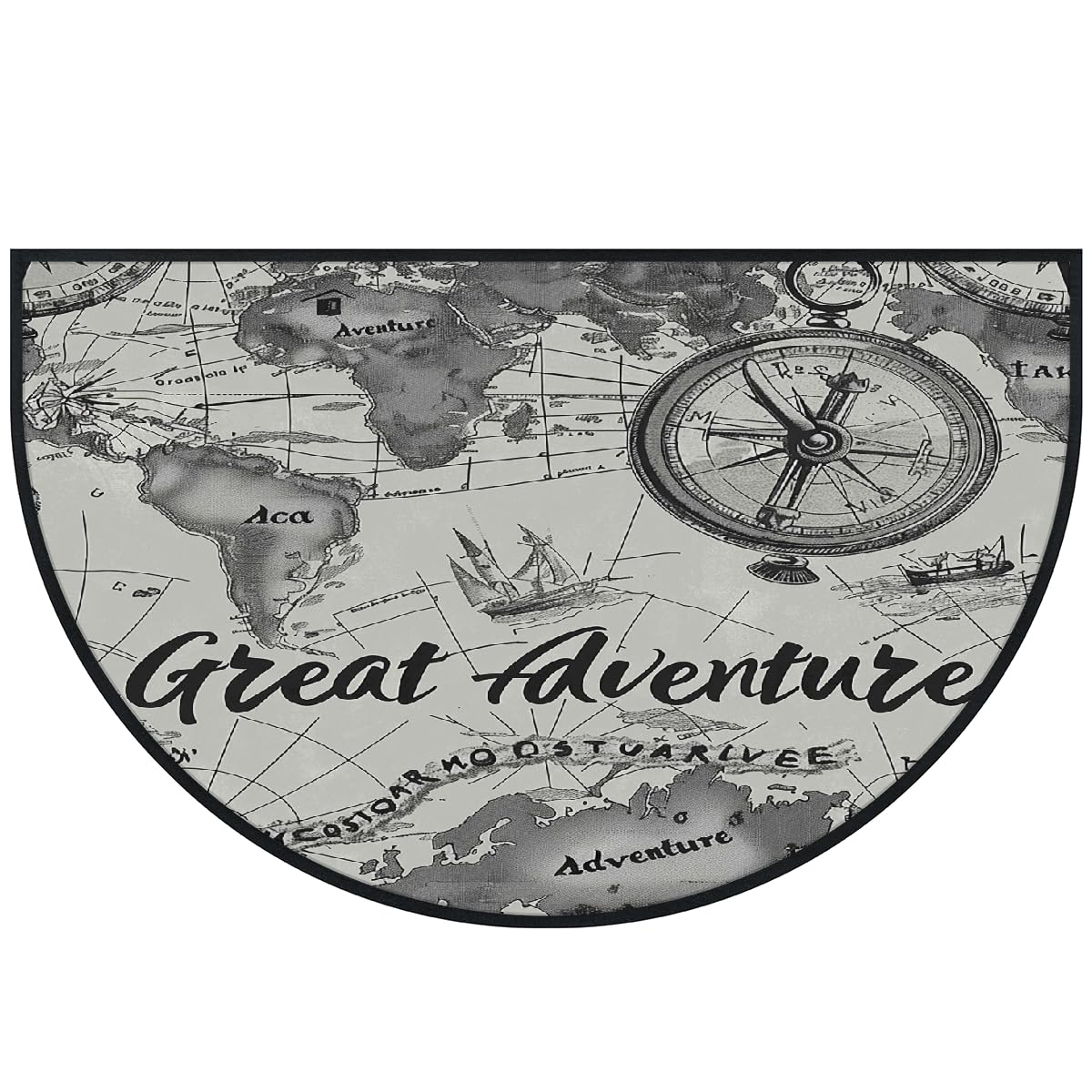 Mexpekil Adventure - Paillasson demi-lune pour intérieur et extérieur - Antidérapant - Lavable - Attrape la saleté - 100 x 160 cm