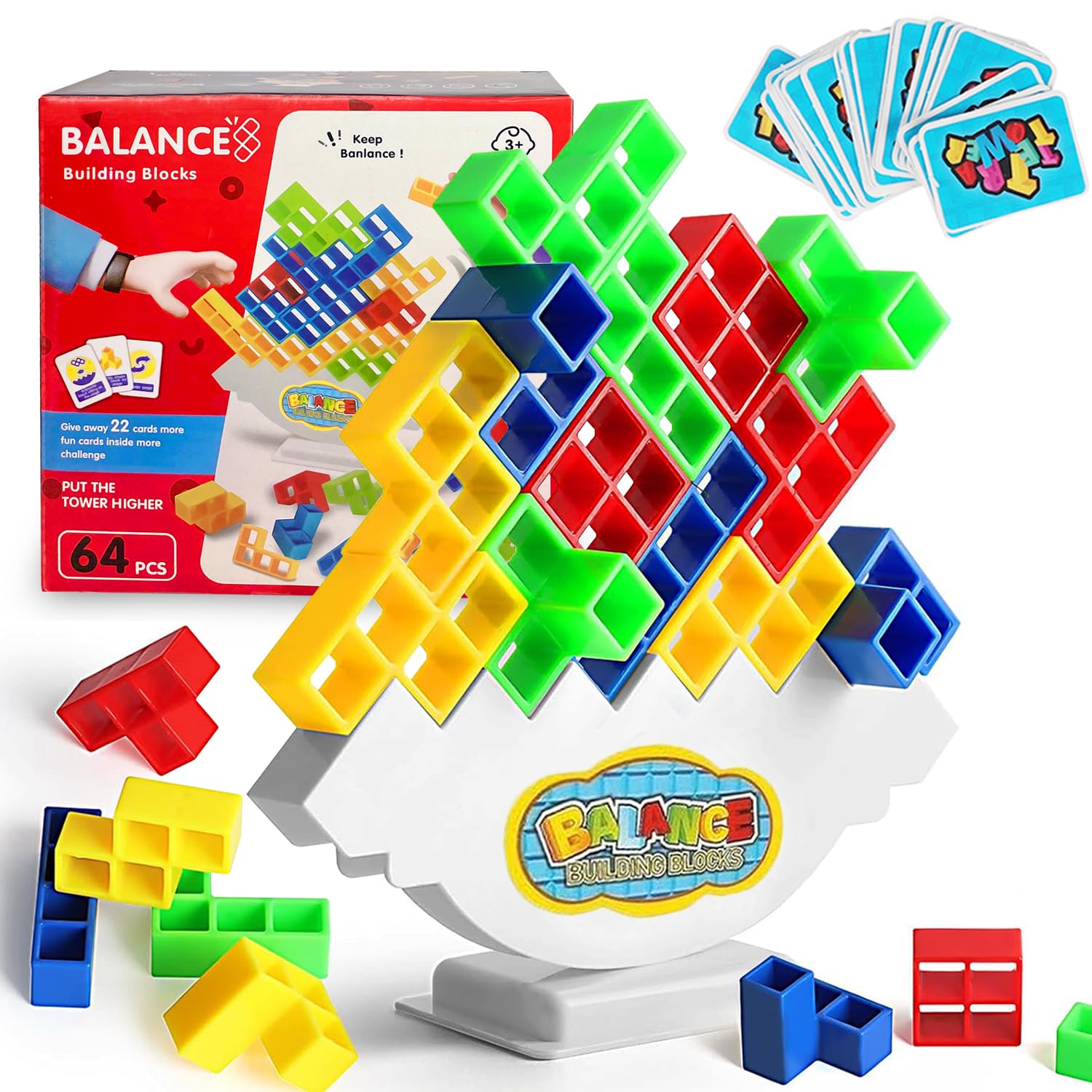 64pcs Tetra Tower Balance Game Night Tetra Tower Balance